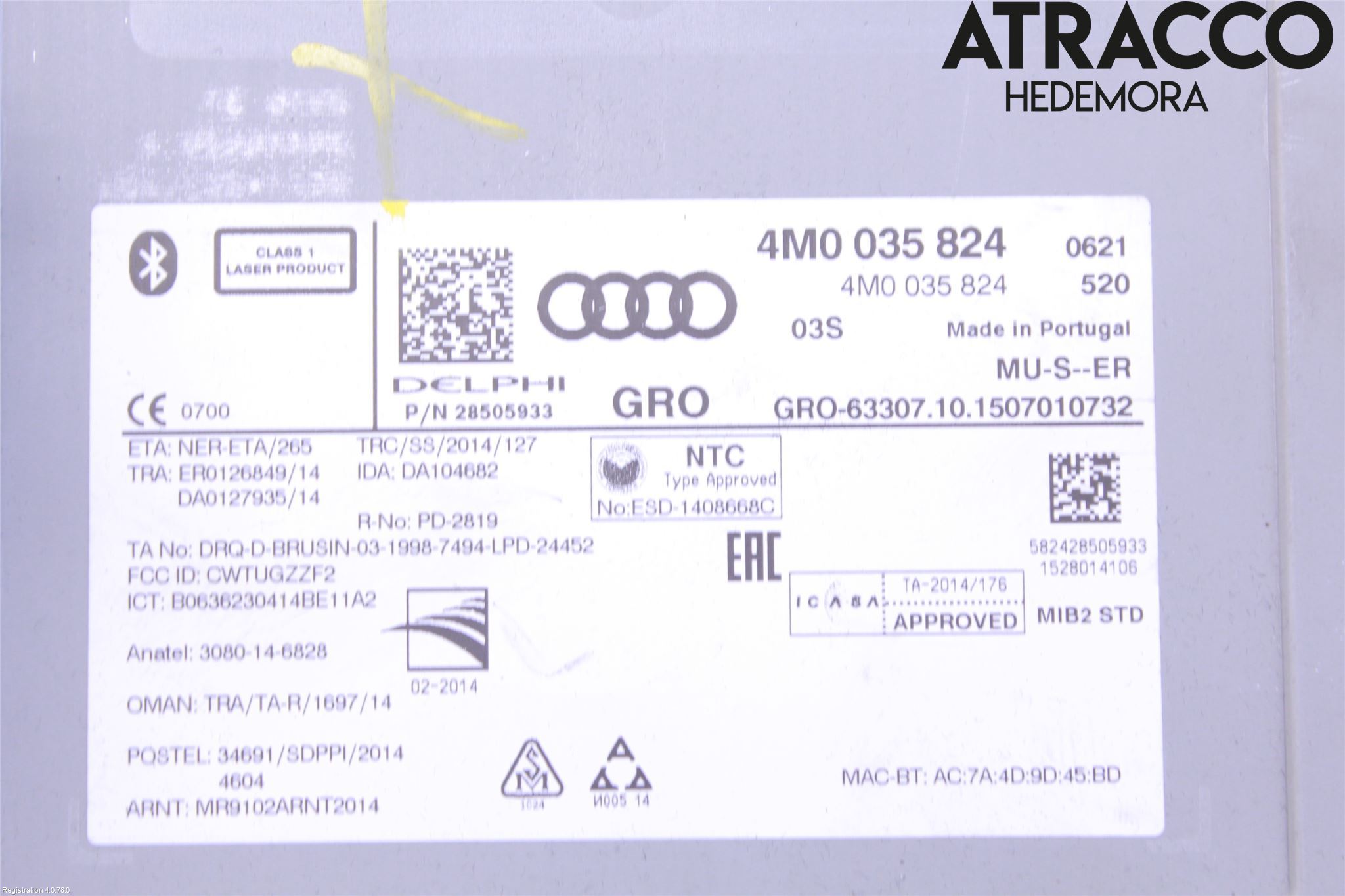 Audi Q7/SQ7 Stereo Radio Med Cd