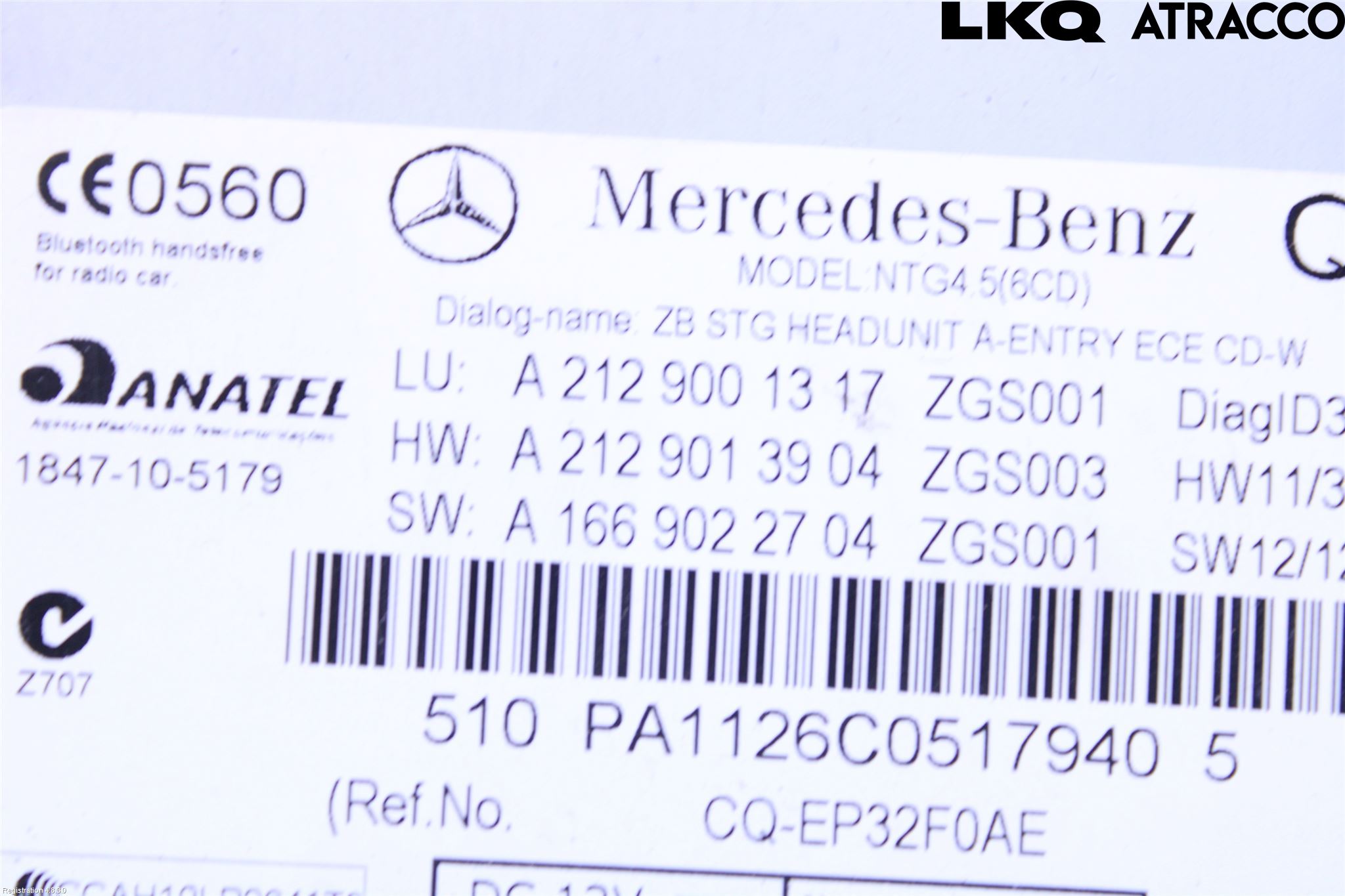 Mercedes-Benz MB E-KLASS (W212) 09-16 Stereo Radio Med Cd