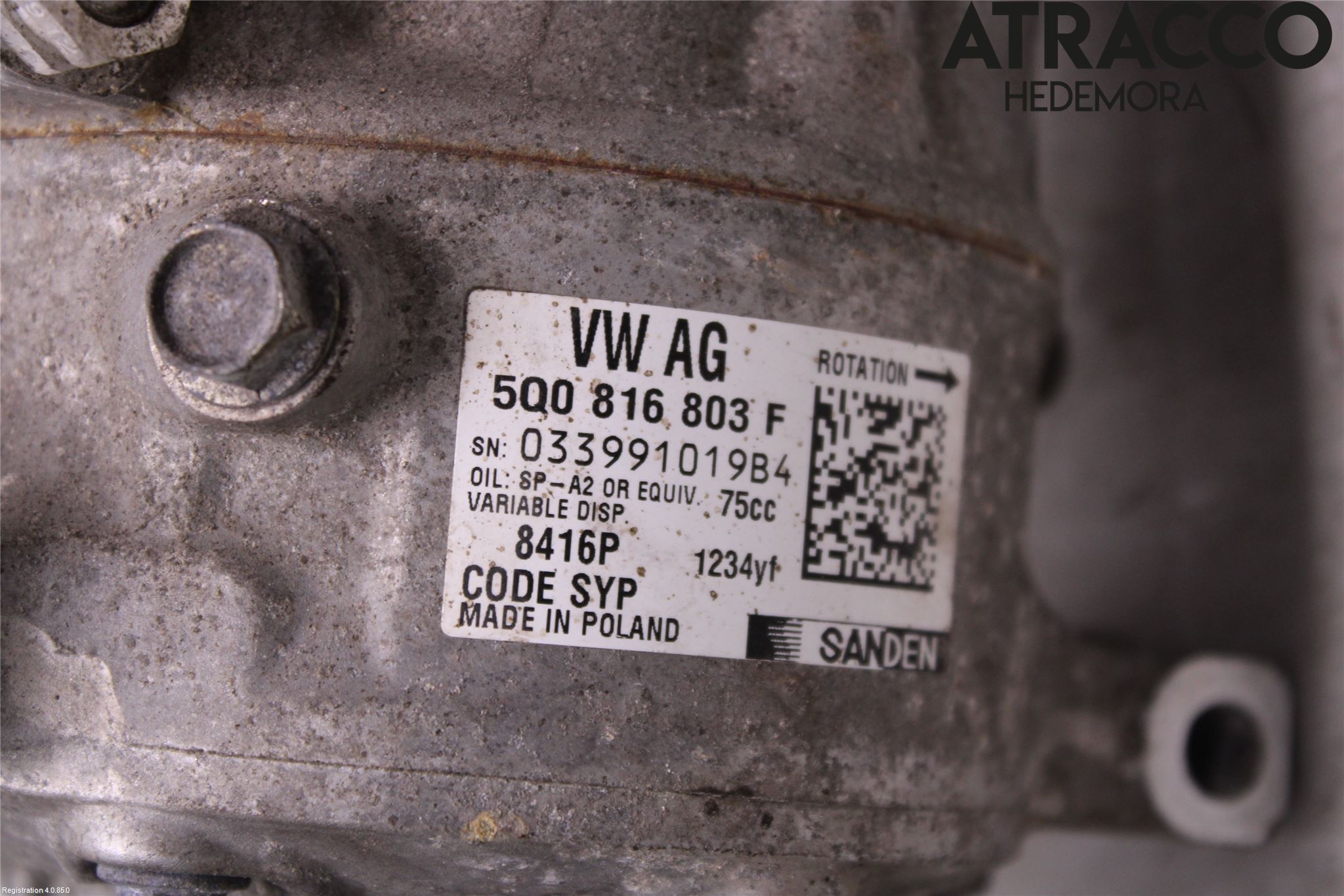 Volkswagen VW PASSAT 15-19 Varme Ac Kompressor