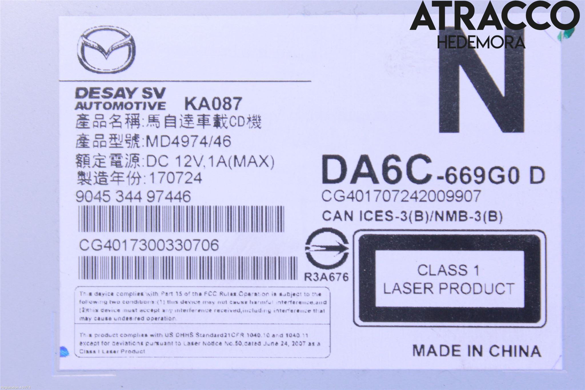 Mazda CX-3 Stereo Radio Med Cd