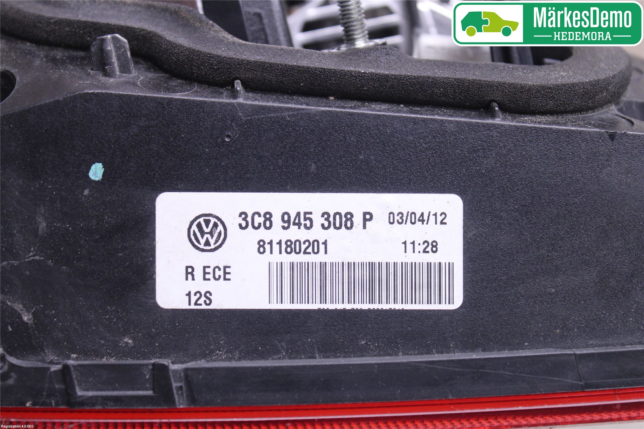 Volkswagen VW PASSAT CC 08-16 Baklykt Høyre  På Luke(Indre)