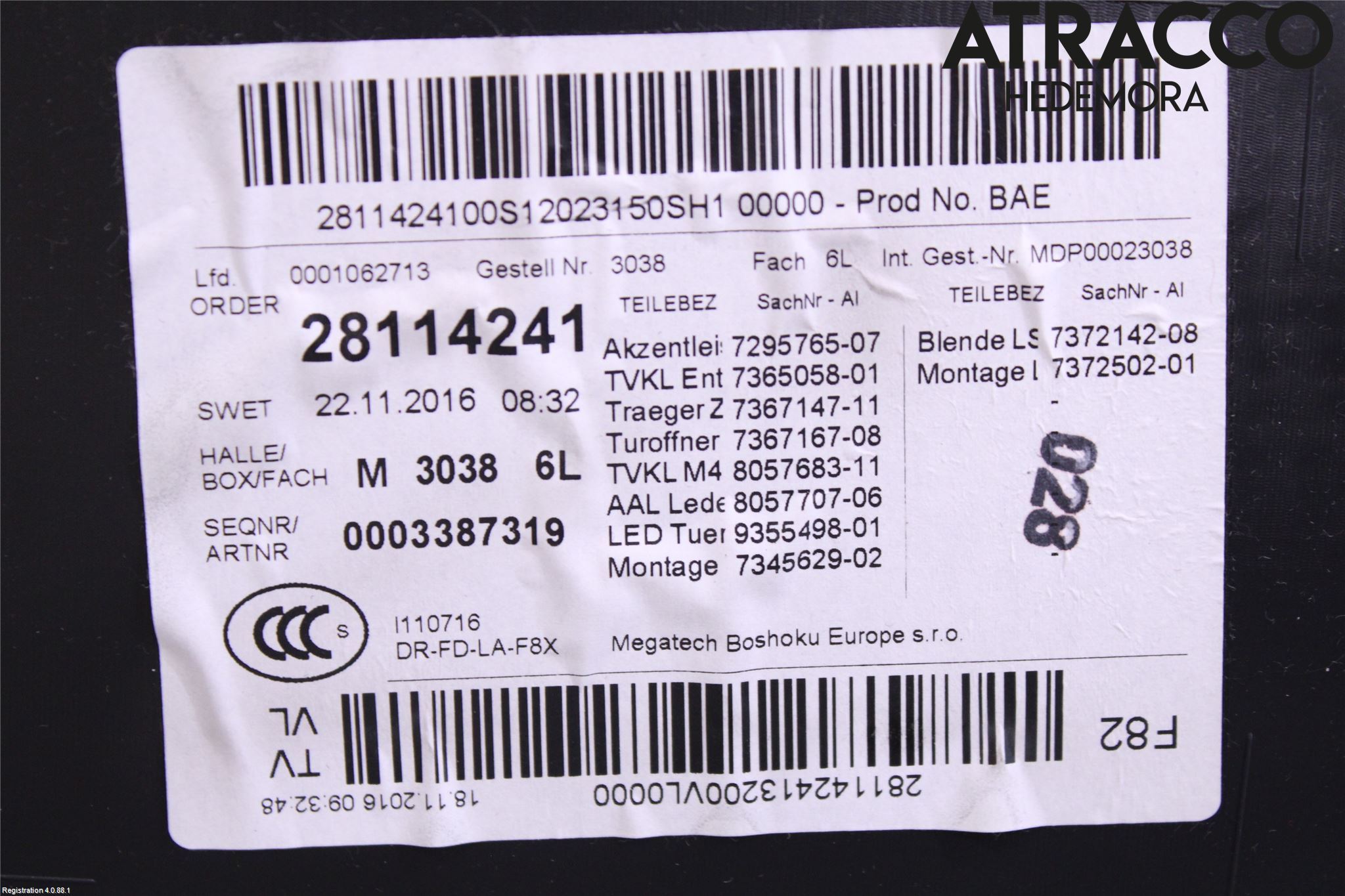 BMW 4 F32/F33/F82/F83 13-20 Innr Dørtrekk Venstre