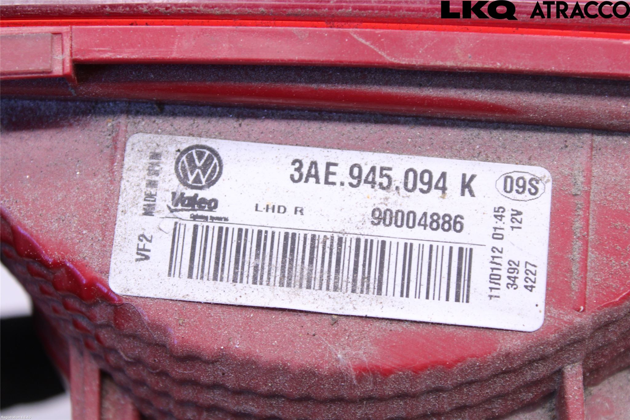 Volkswagen VW PASSAT 11-14 Baklykt Høyre  På Luke(Indre)