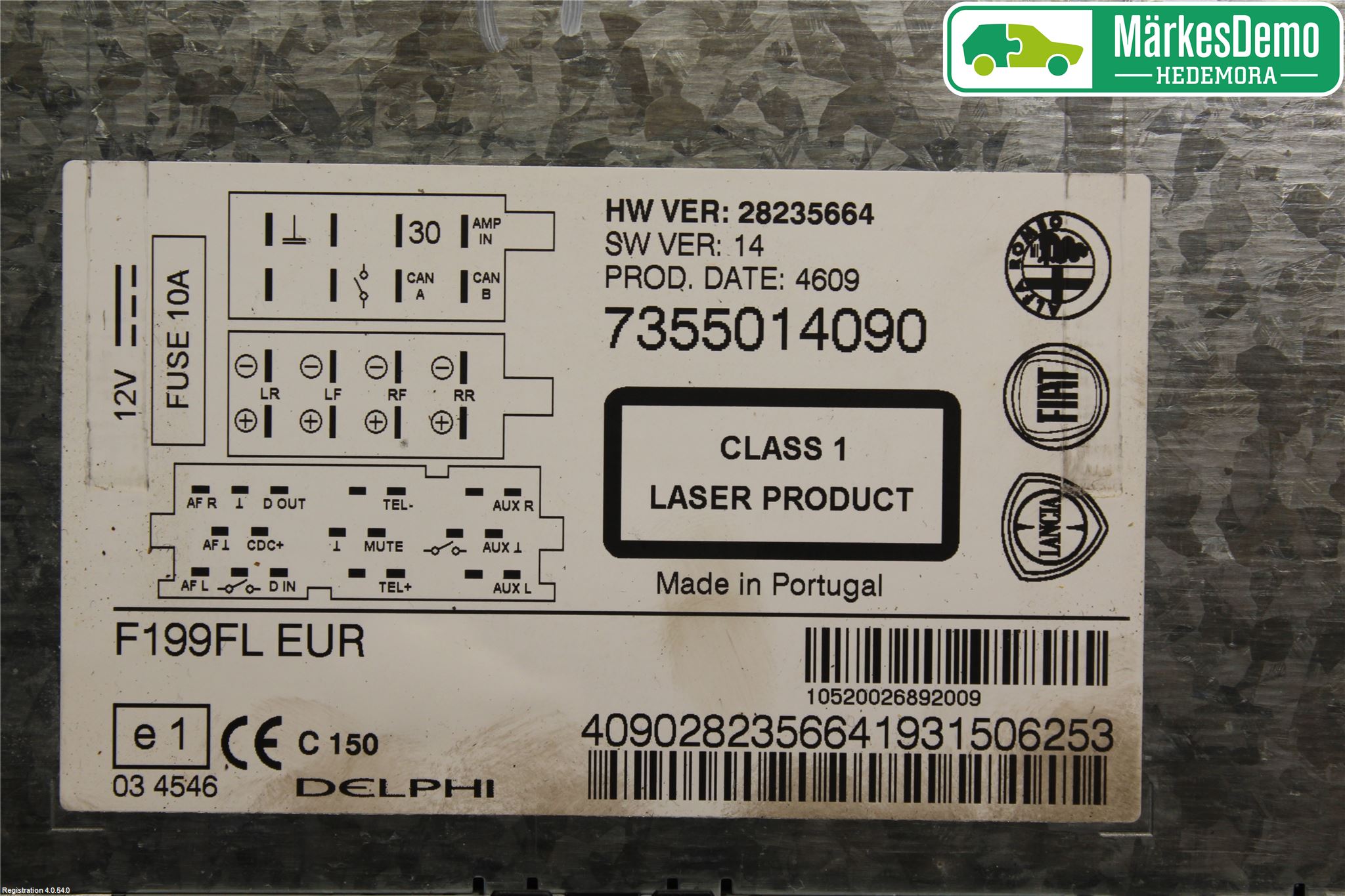 Fiat PUNTO EVO 10-12 Stereo Radio Med Cd