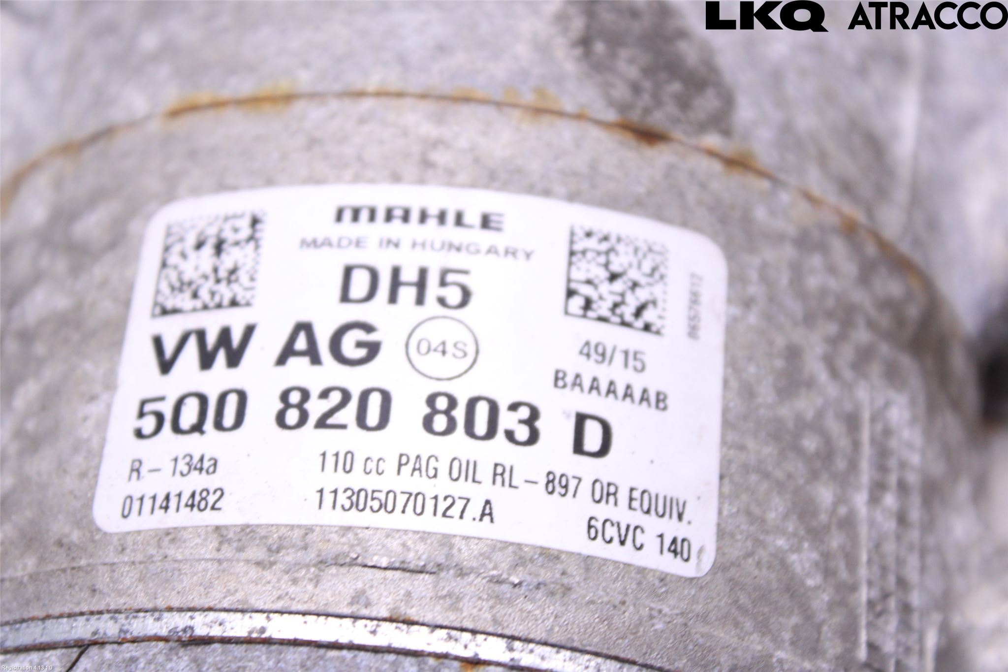 Volkswagen VW GOLF / E-GOLF VII 13-20 Varme Ac Kompressor