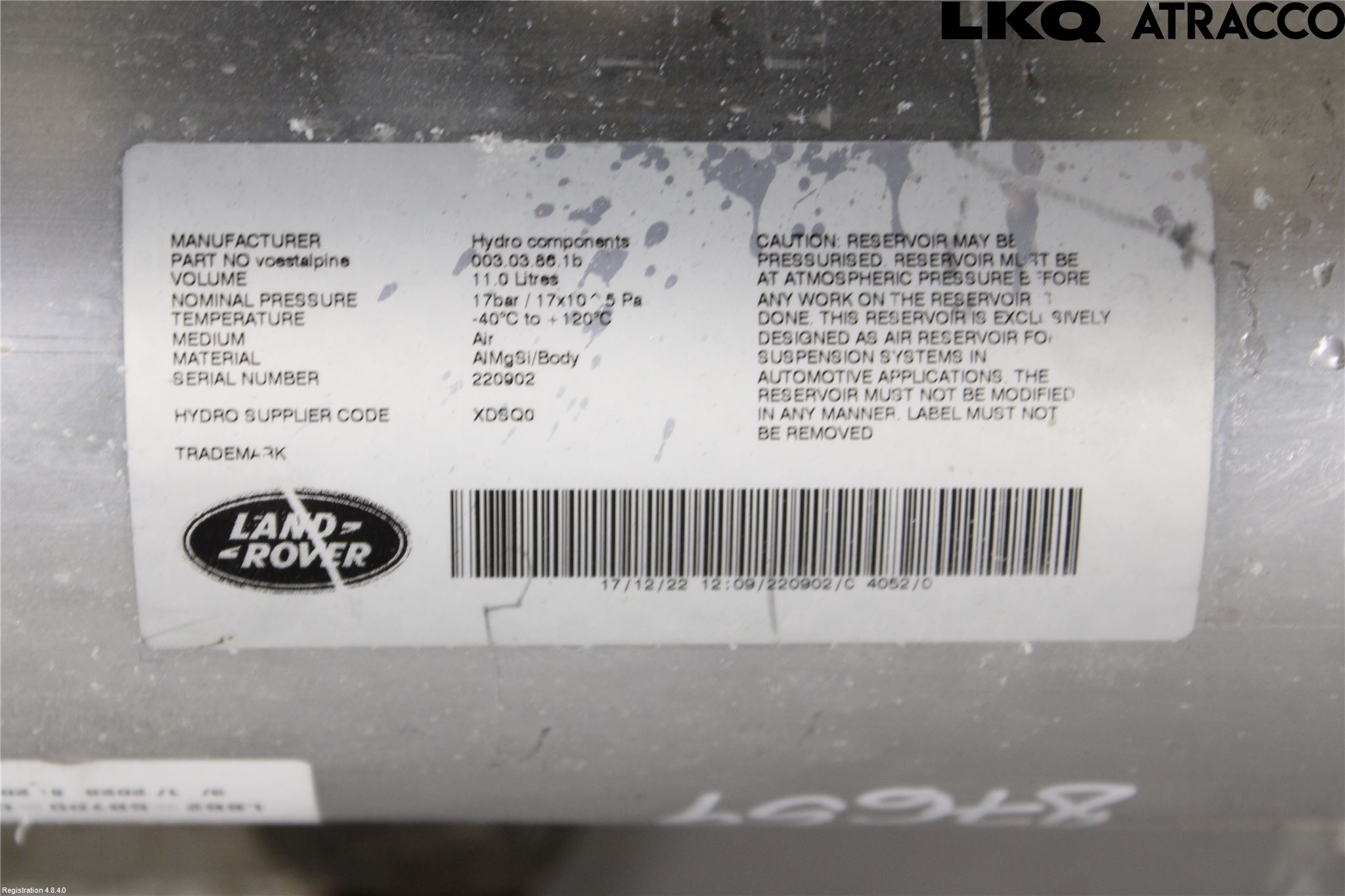 Landrover DEFENDER (L663) 20- Nivå/Lufrfrändring Trycktank