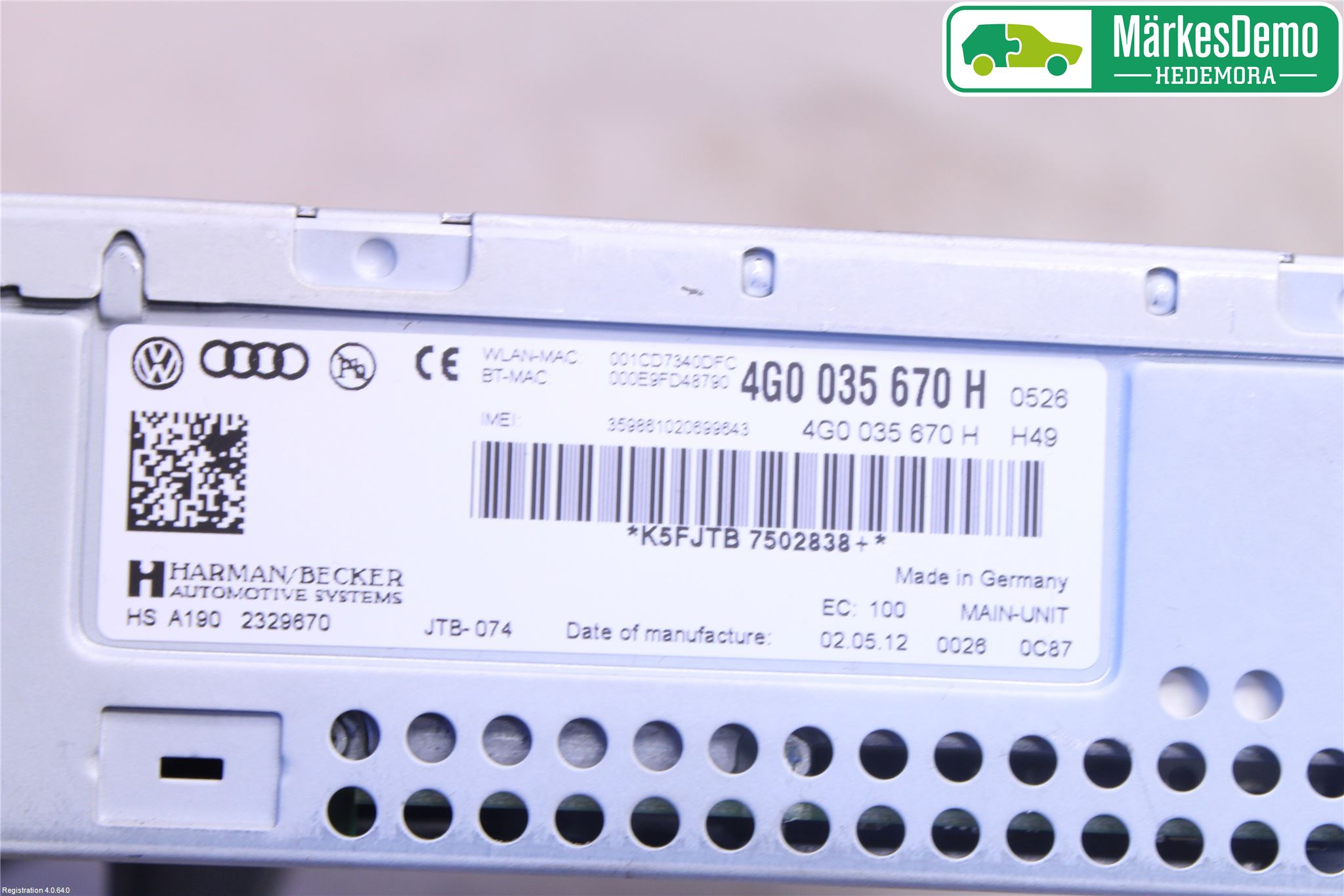 Audi A6/S6 4G 11-18 Stereo Radio Med Cd