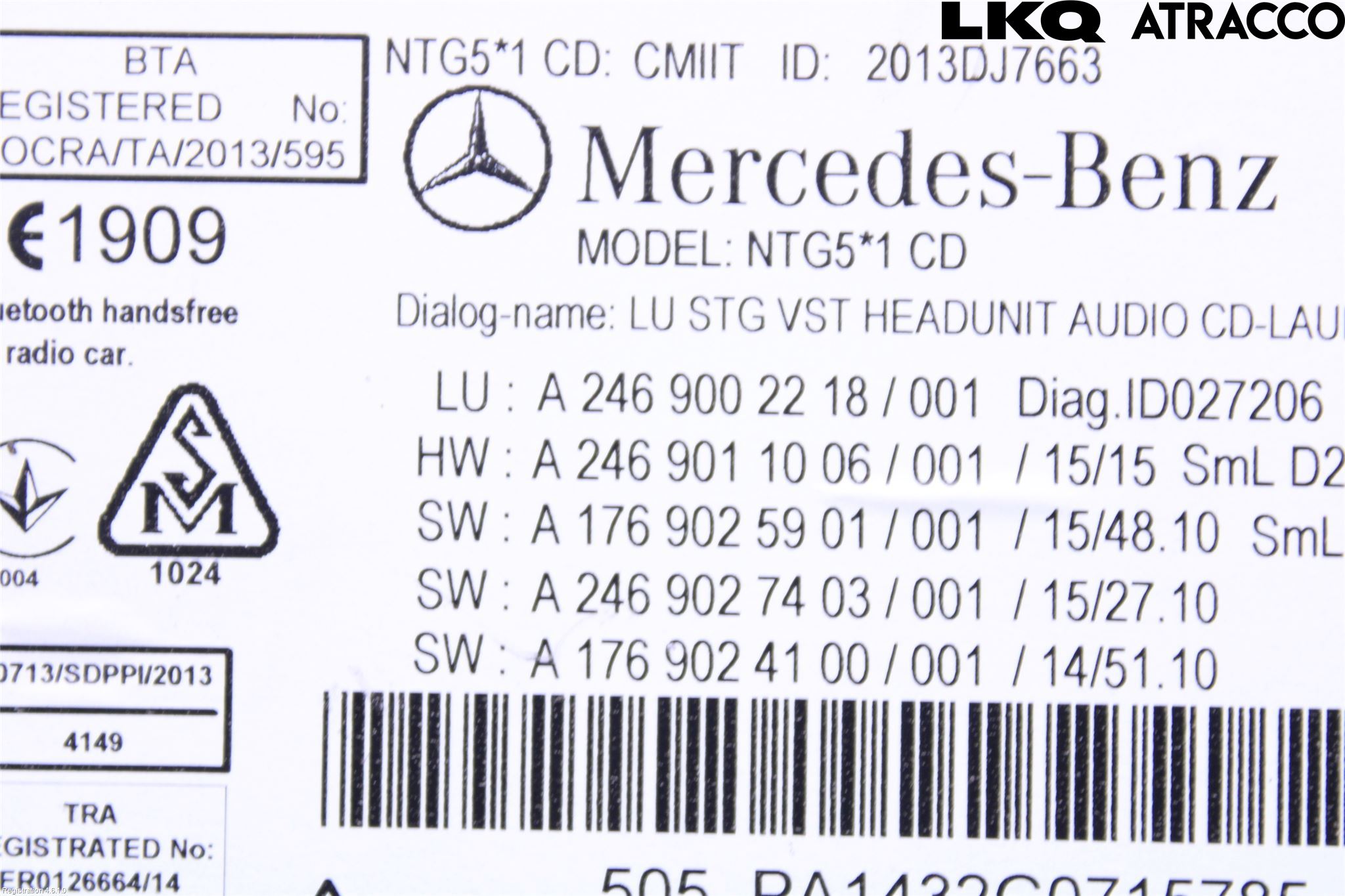 Mercedes-Benz MB CLA-KLASS (C117/X117) 13-19 Stereo Radio Med Cd