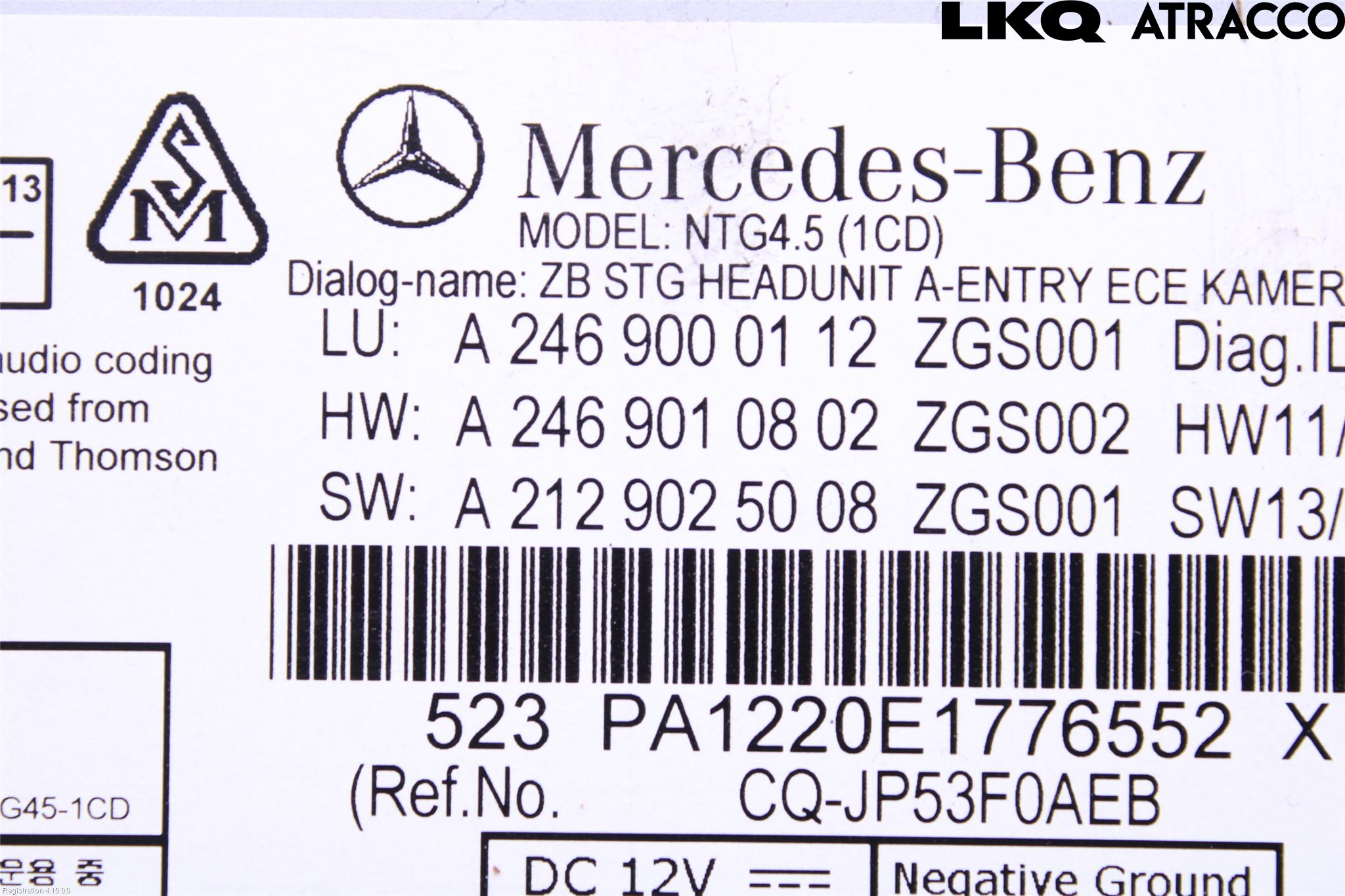 Mercedes-Benz MB B-KLASS (W246/W242) 12-19 Stereo Radio Med Cd