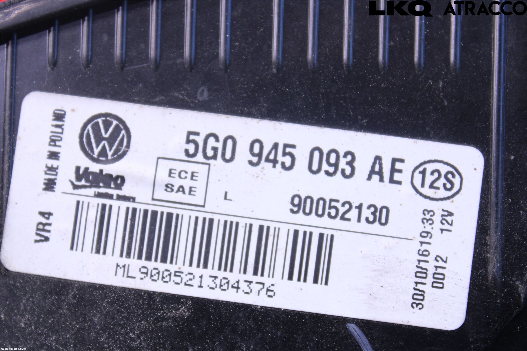 Volkswagen VW GOLF / E-GOLF VII 13-20 Baklykt Venstre  På Luke(Indre