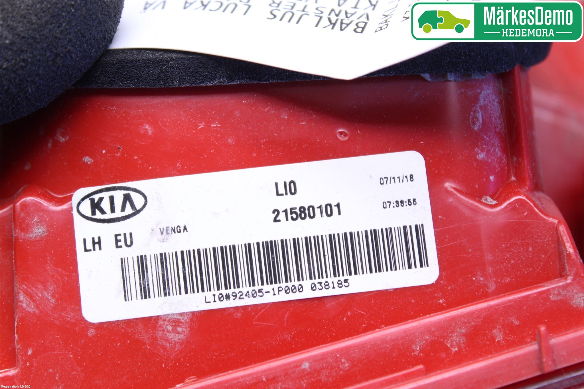 Kia VENGA 10-19 Baklykt Venstre  På Luke(Indre