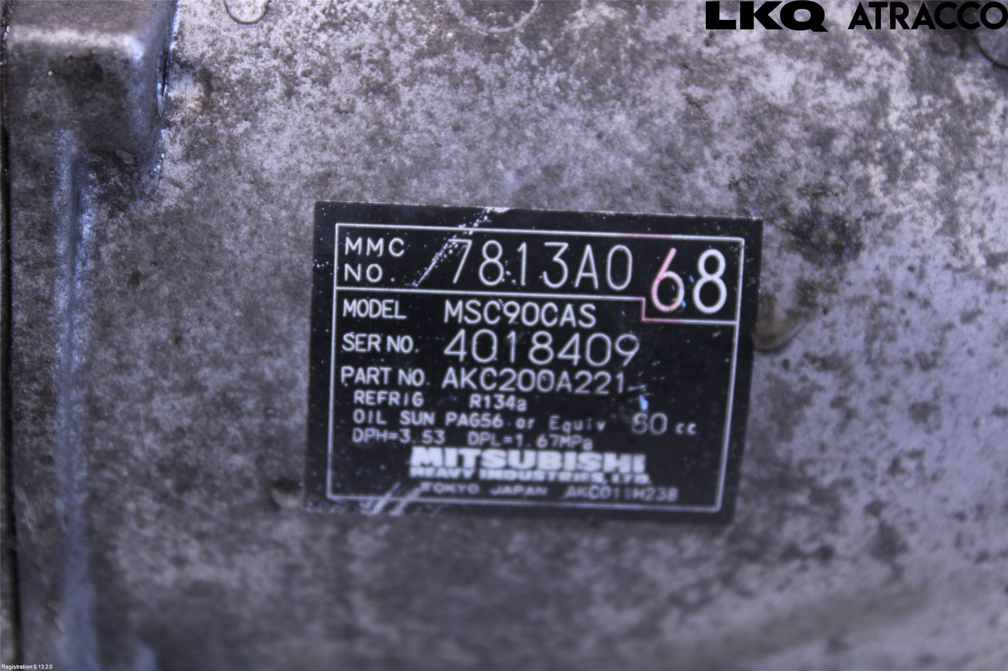 Mitsubishi OUTLANDER 07-12 Varme Ac Kompressor