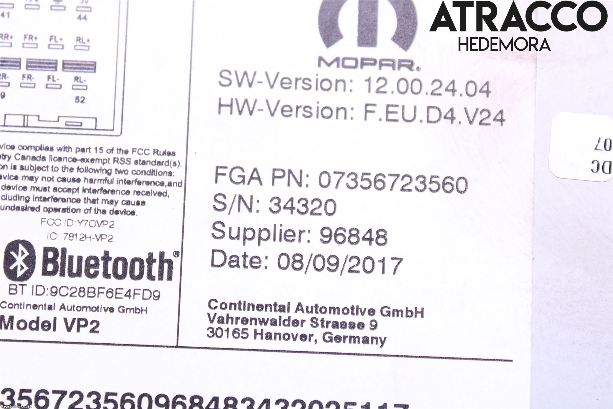 Fiat 500X 15- Stereo Radio Med Cd