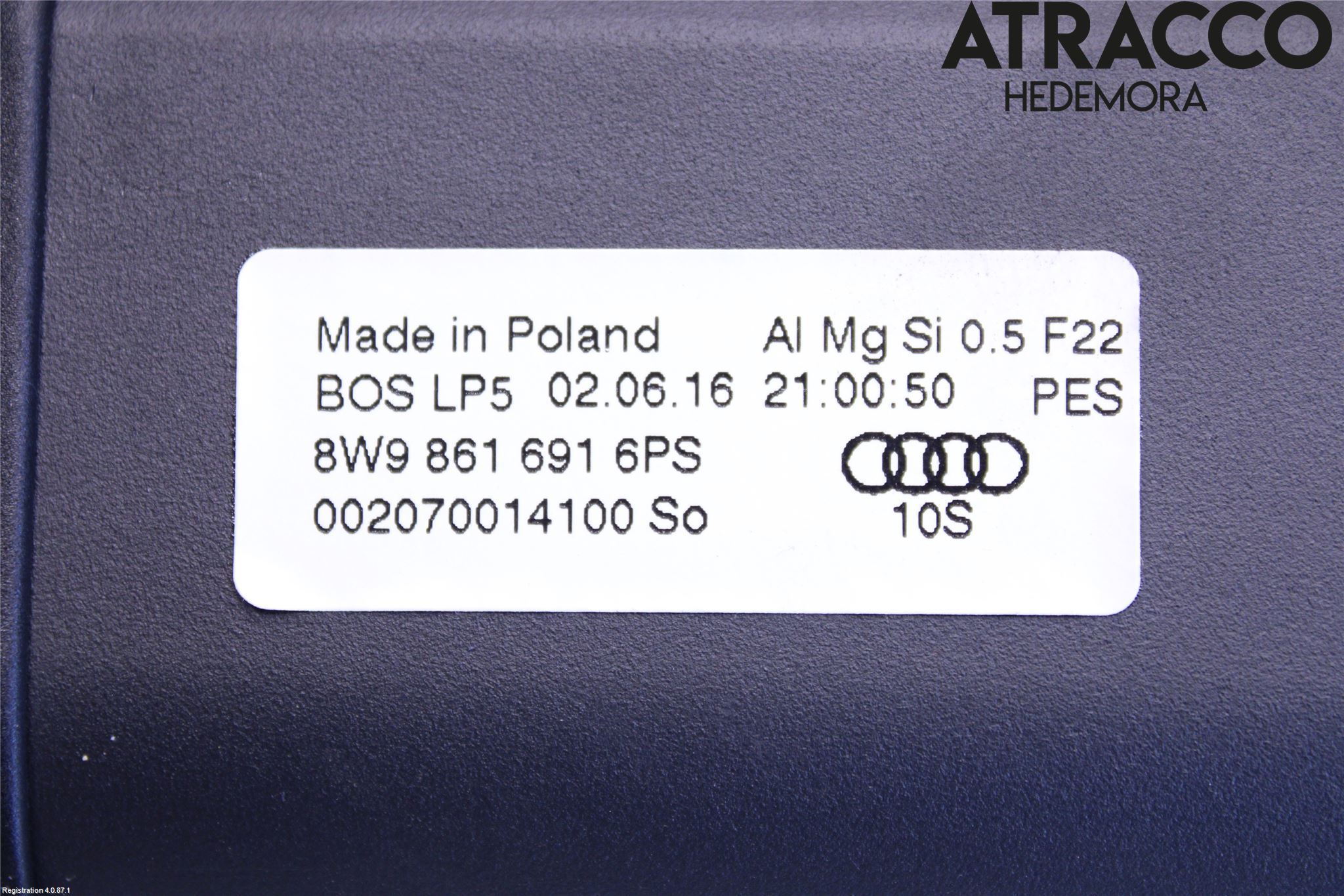 Audi A4/S4 B9 16-19 Innr Innsyn Beskytelse Stv