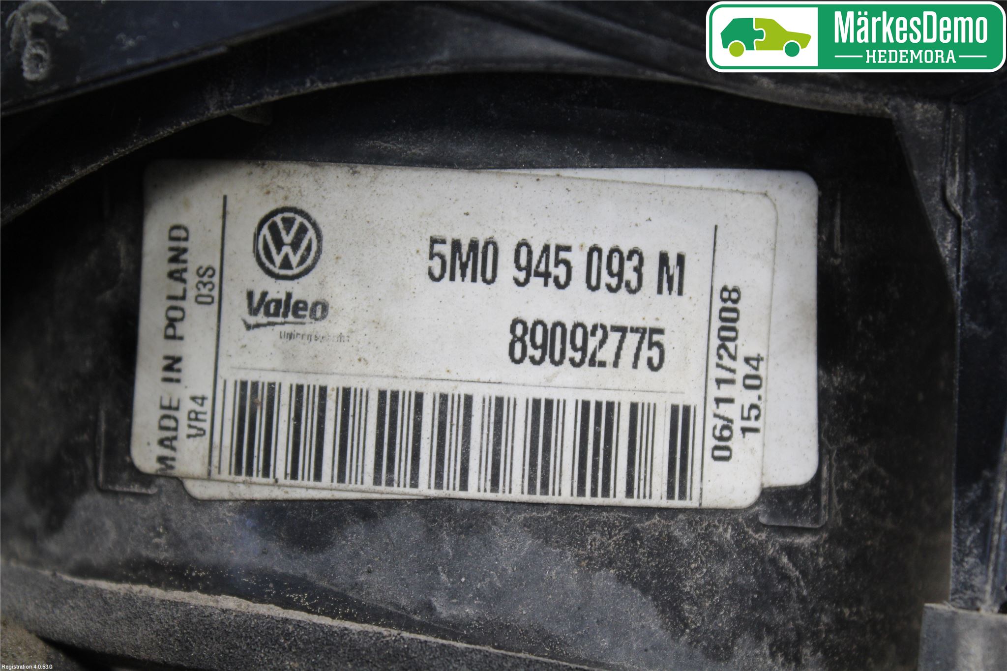 Volkswagen VW GOLF PLUS/CROSS GOLF 04-14 Baklykt Venstre  På Luke(Indre
