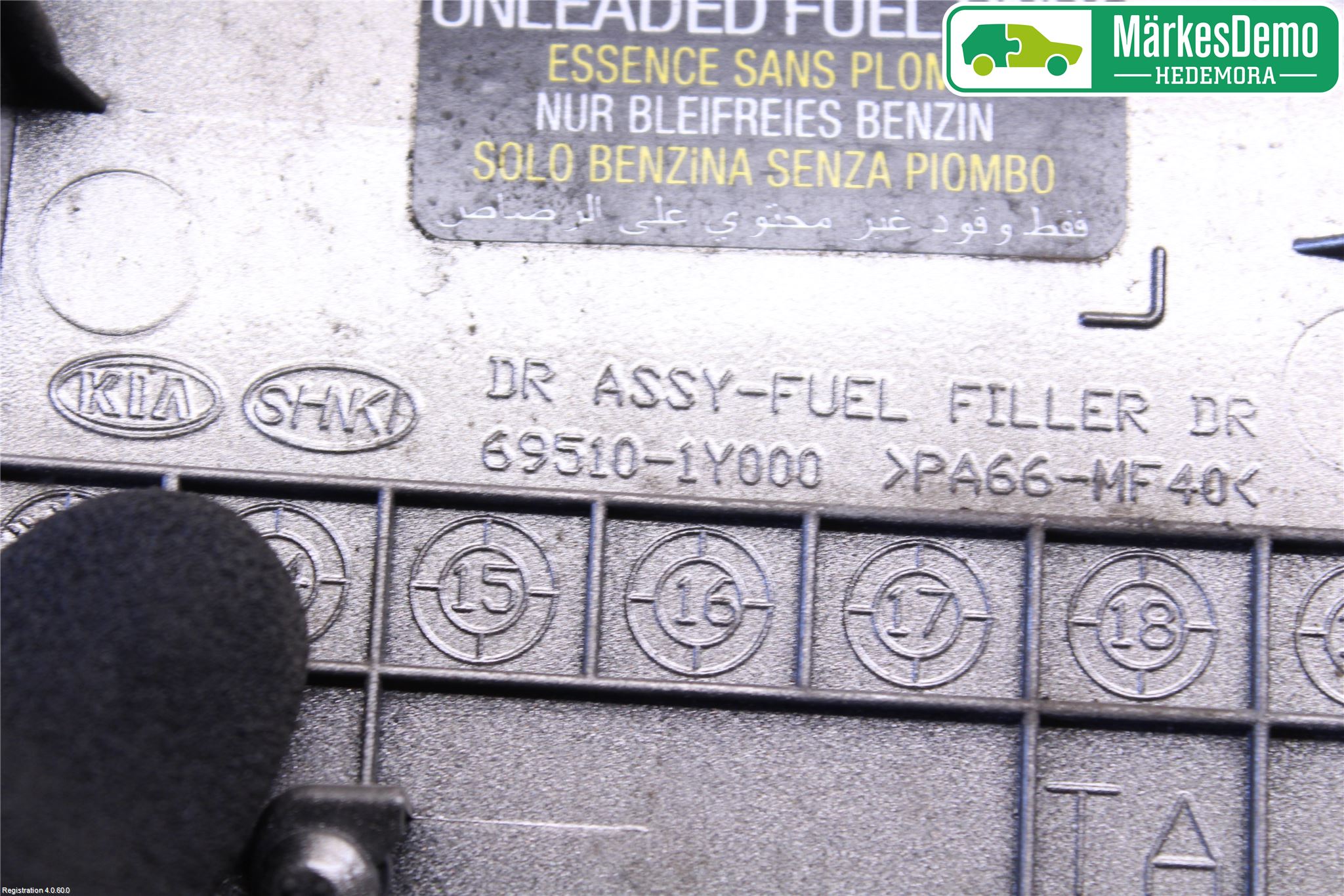 Kia PICANTO 12-17 Drivstoff Tankluke