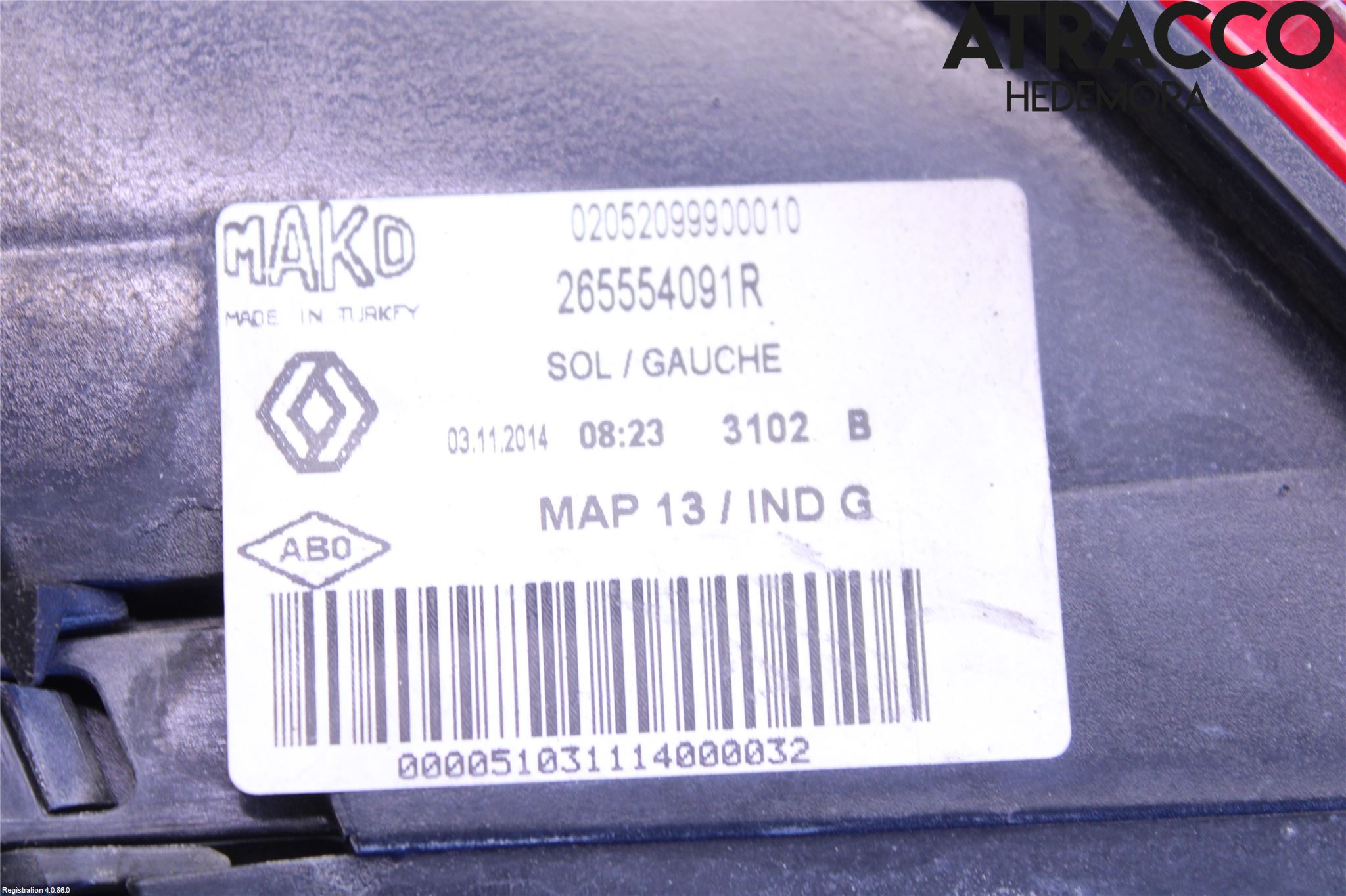 Renault CLIO IV 12-16 Baklykt Venstre