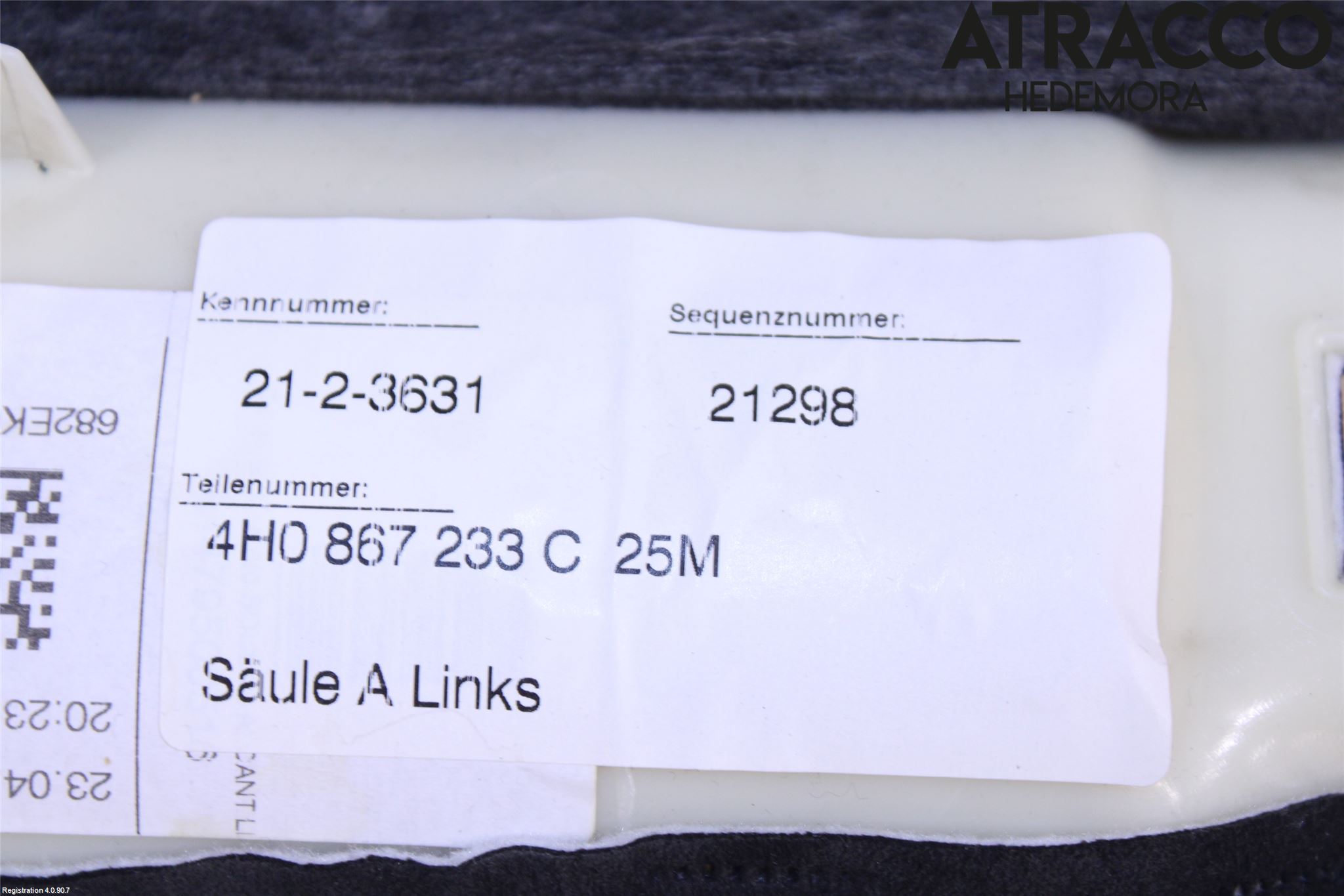 Audi A8/S8 4H 10-17 Innr Deksel A-B-C Stolpe