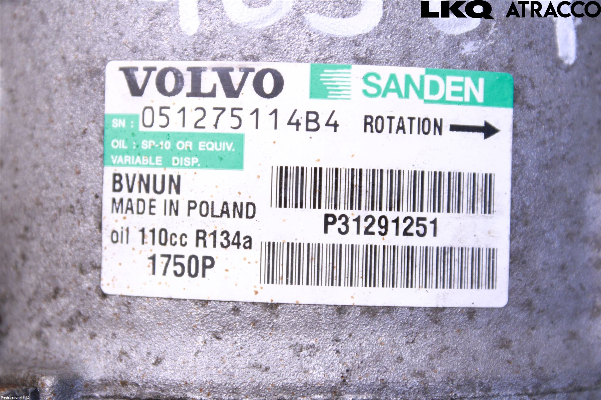Volvo V40 12-19 Varme Ac Kompressor