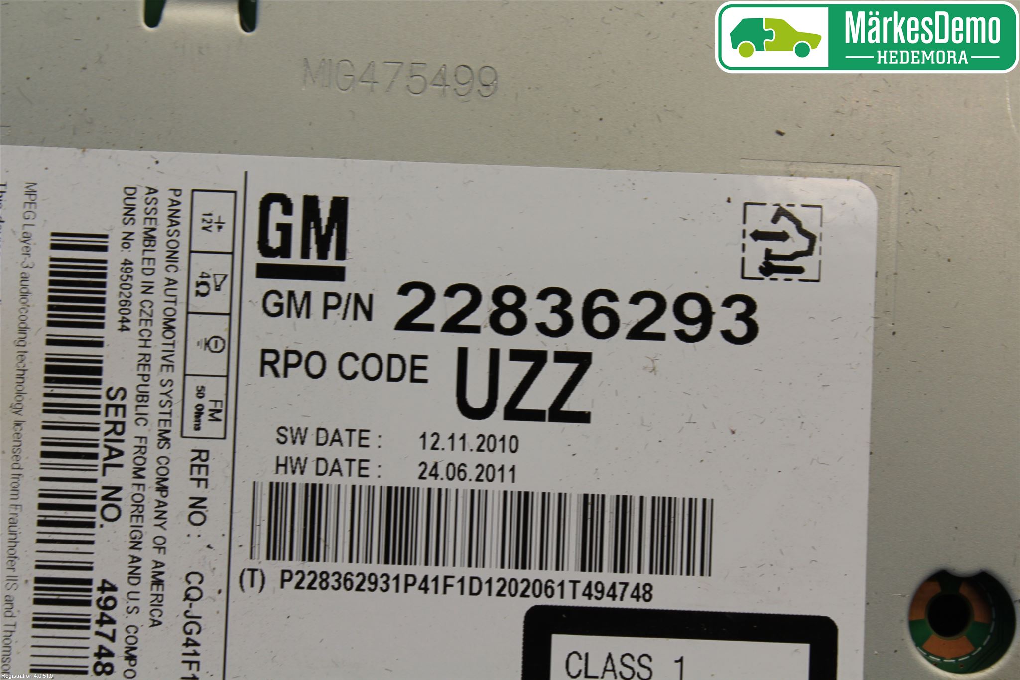 Opel INSIGNIA 09-16 Stereo Radio Med Cd