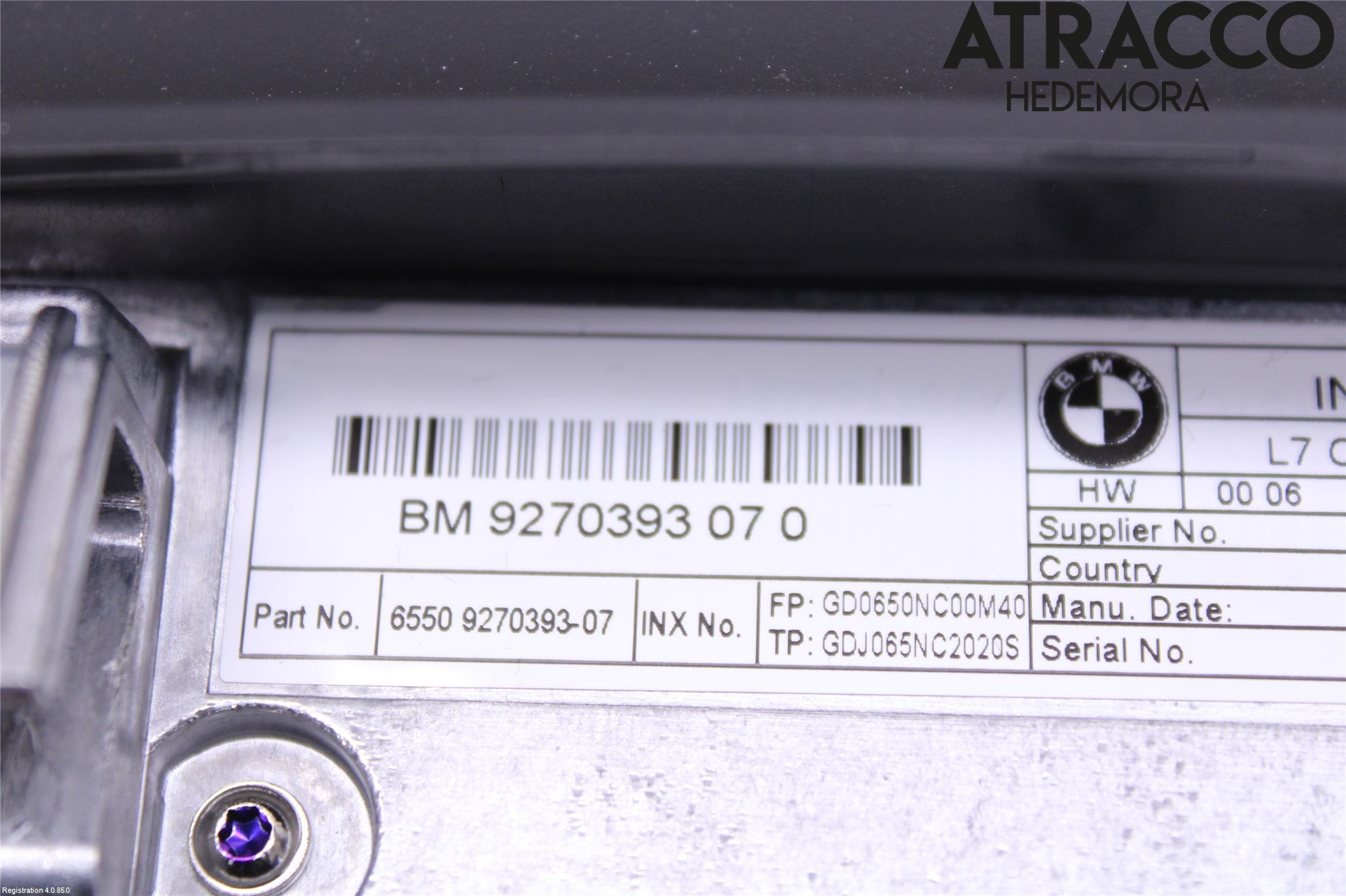 BMW 3 F30/F31/F80 12-19 Instr Skjerm Dvd-Gps-Ac-Tlf