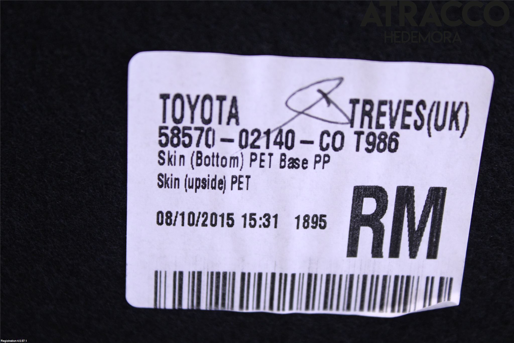 Toyota AURIS 13-19 Innr Bagasjeromkledsel