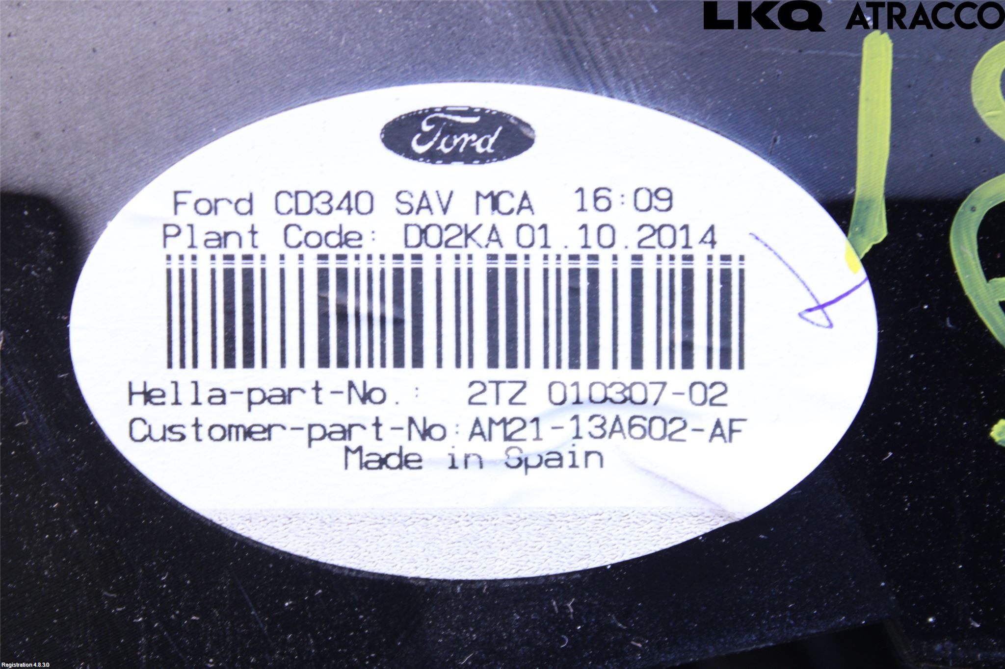 Ford S-MAX 06-15 Baklykt Høyre  På Luke(Indre)