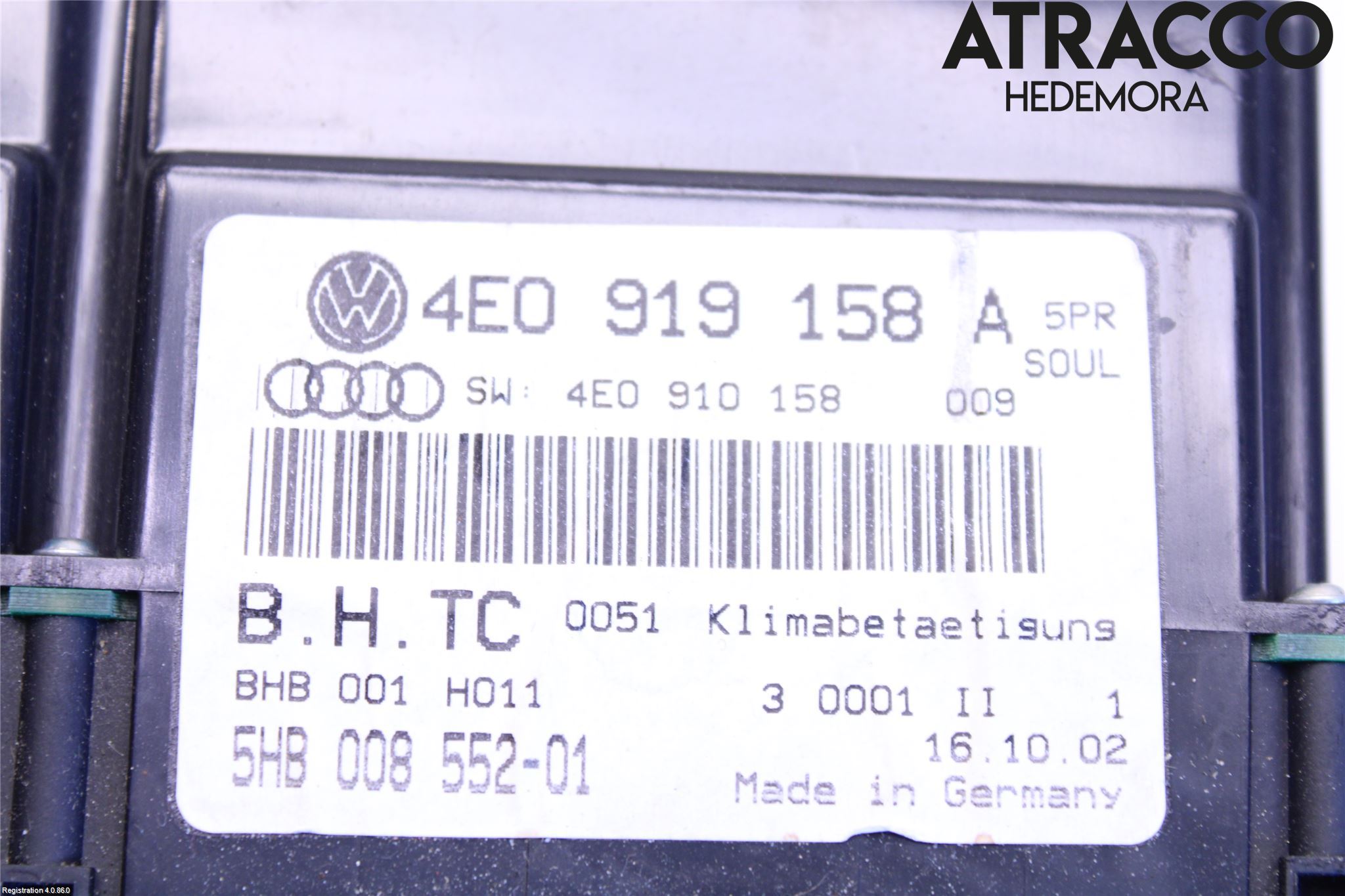 Audi A8/S8 4E  02-09 Varme Ac Betjening-Display