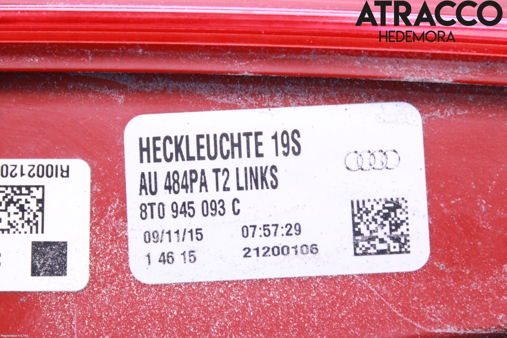 Audi A5 07-16 Baklykt Venstre  På Luke(Indre
