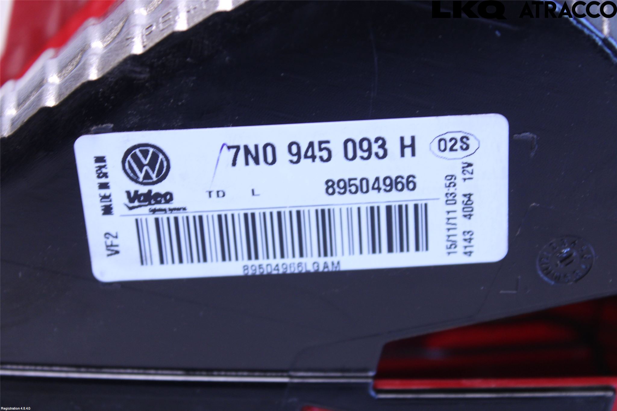Volkswagen VW SHARAN 11- Baklykt Venstre  På Luke(Indre