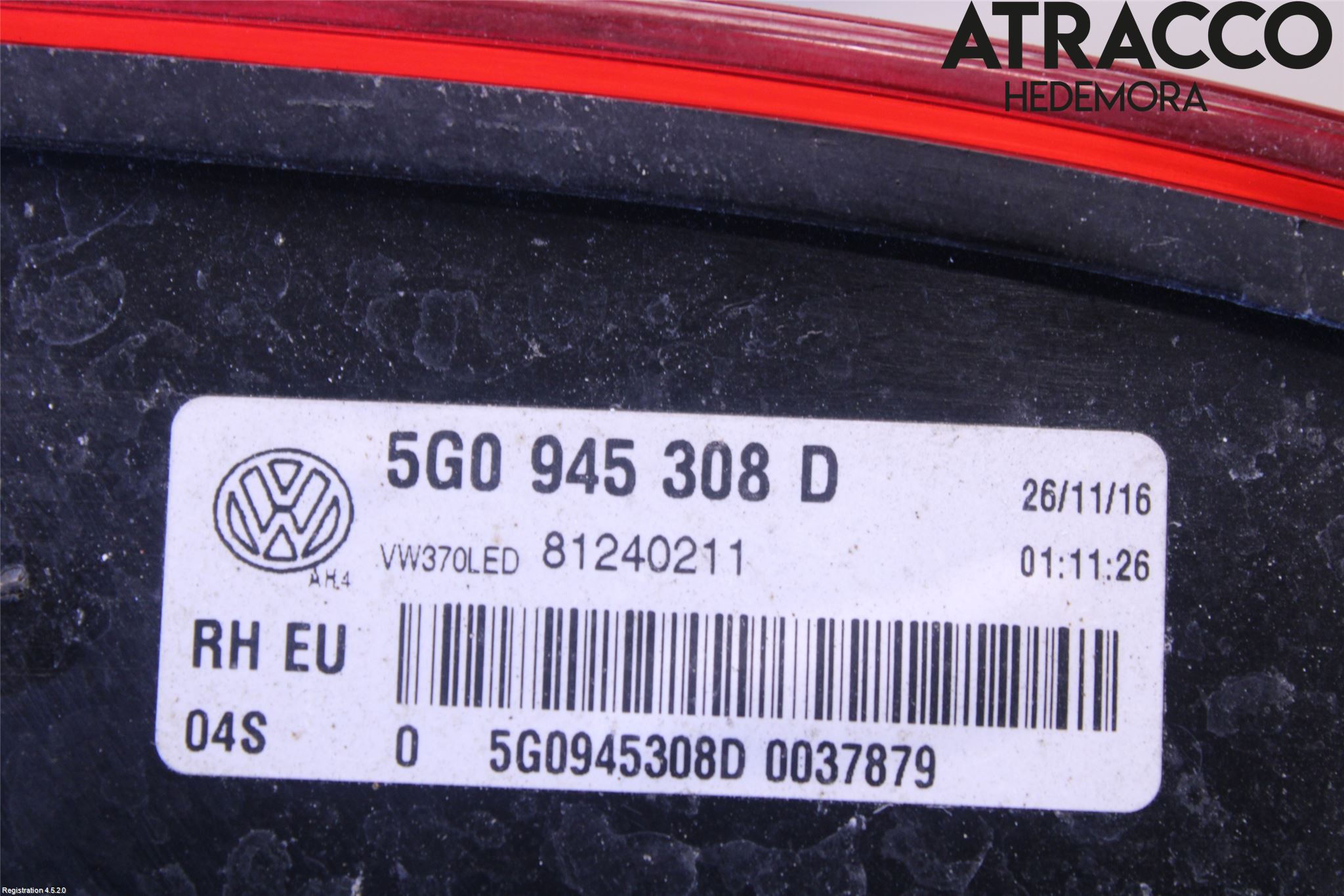 Volkswagen VW GOLF / E-GOLF VII 13-20 Baklykt Høyre  På Luke(Indre)