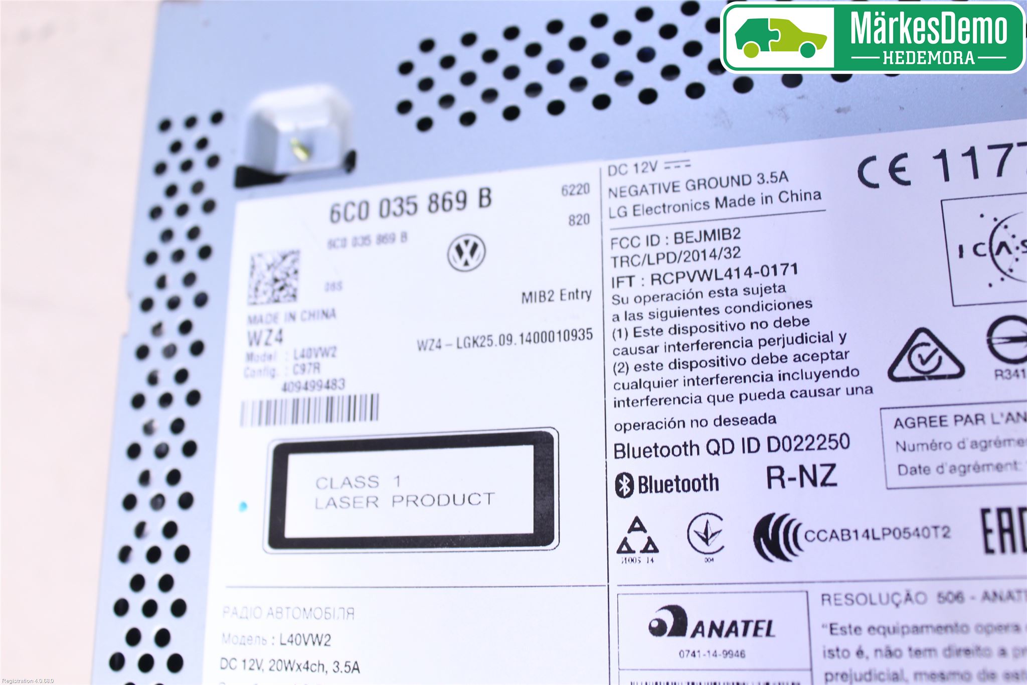 Volkswagen VW POLO 10-17 Stereo Radio Med Cd