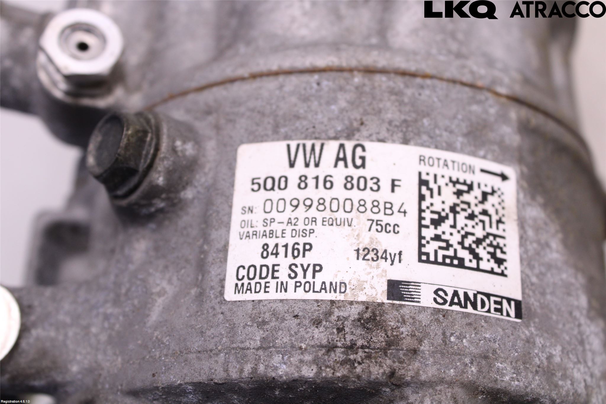 Volkswagen VW GOLF / E-GOLF VII 13-20 Varme Ac Kompressor