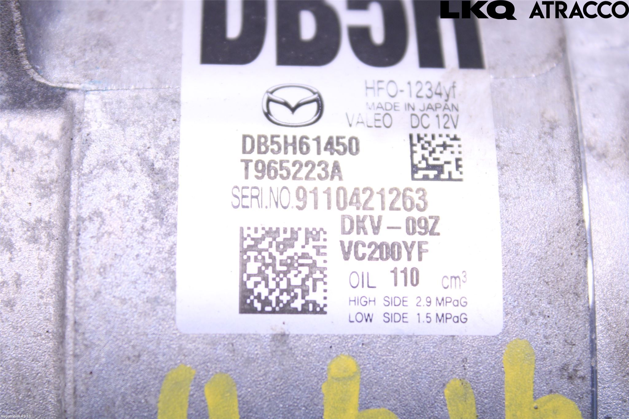 Mazda 2 (DJ) 15-22 Varme Ac Kompressor