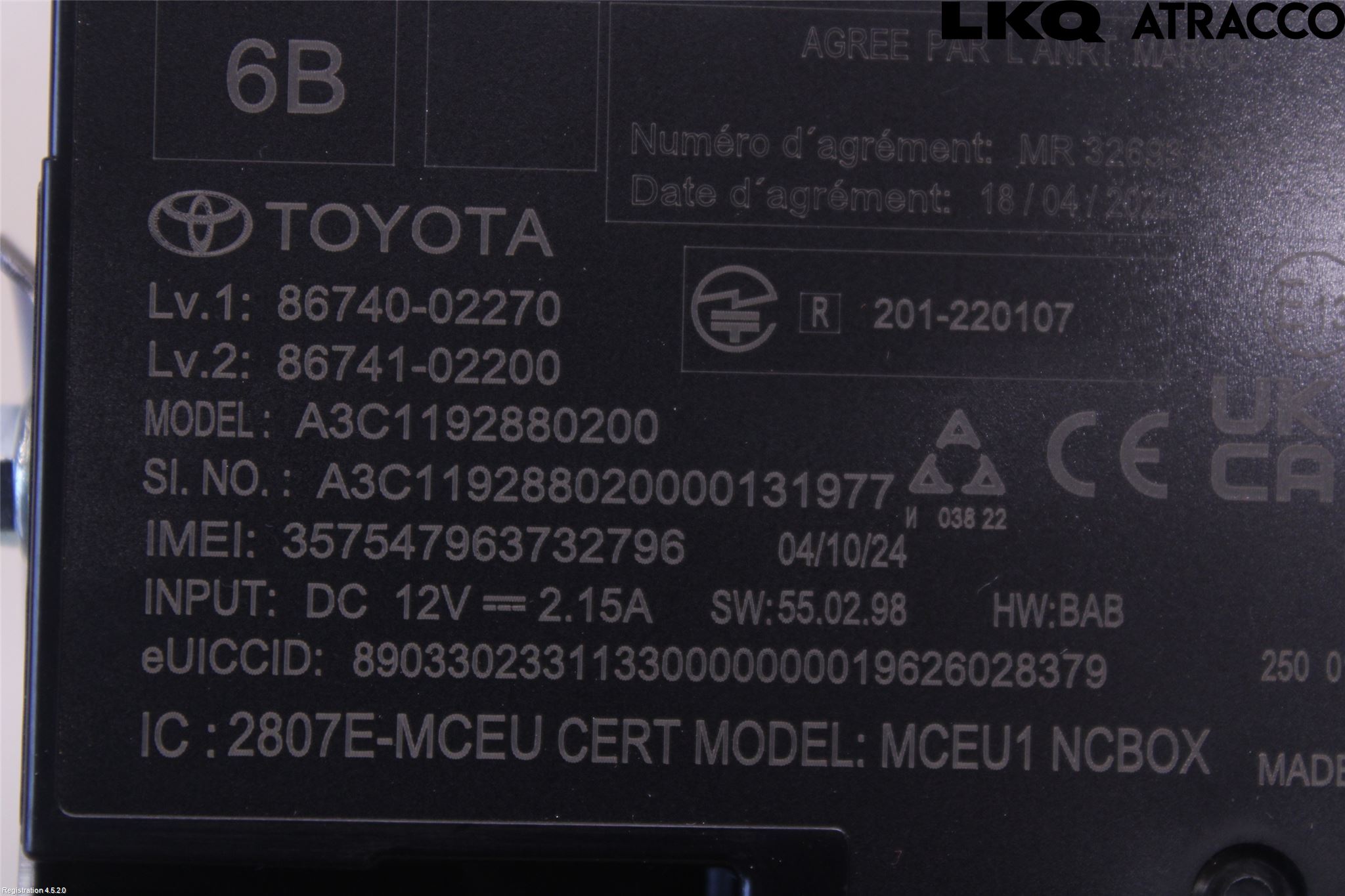 Toyota COROLLA 19- Styreenhet Øvrig