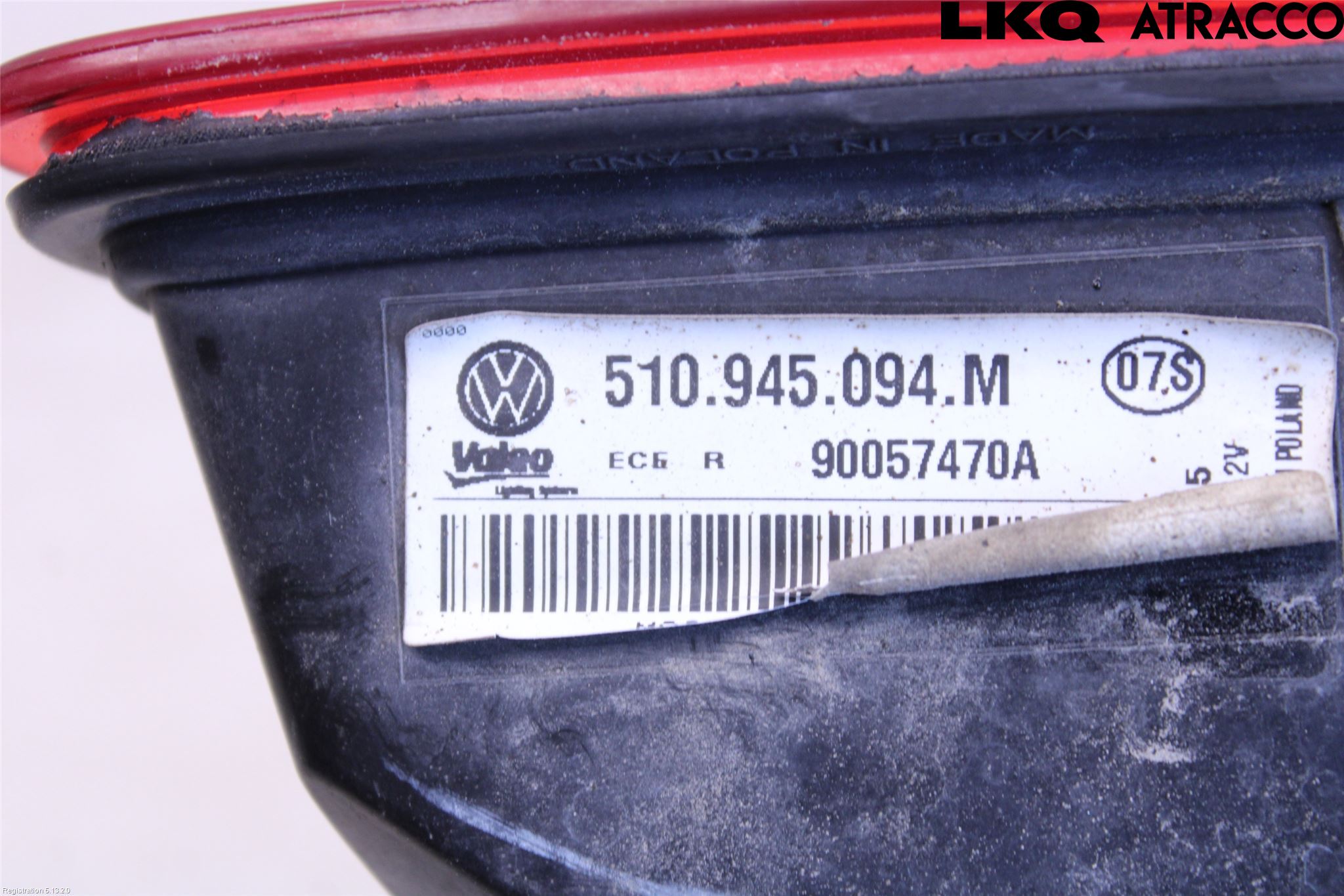 Volkswagen VW GOLF SPORTSVAN 15-20 Baklykt Høyre  På Luke(Indre)