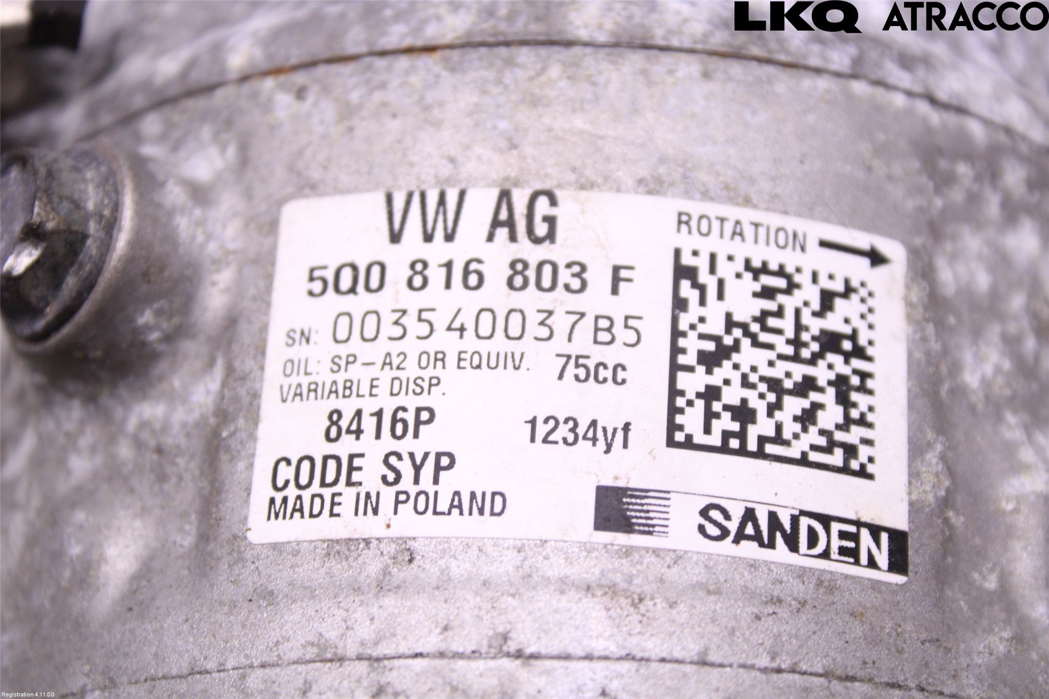 Volkswagen VW TIGUAN 16-24 Varme Ac Kompressor
