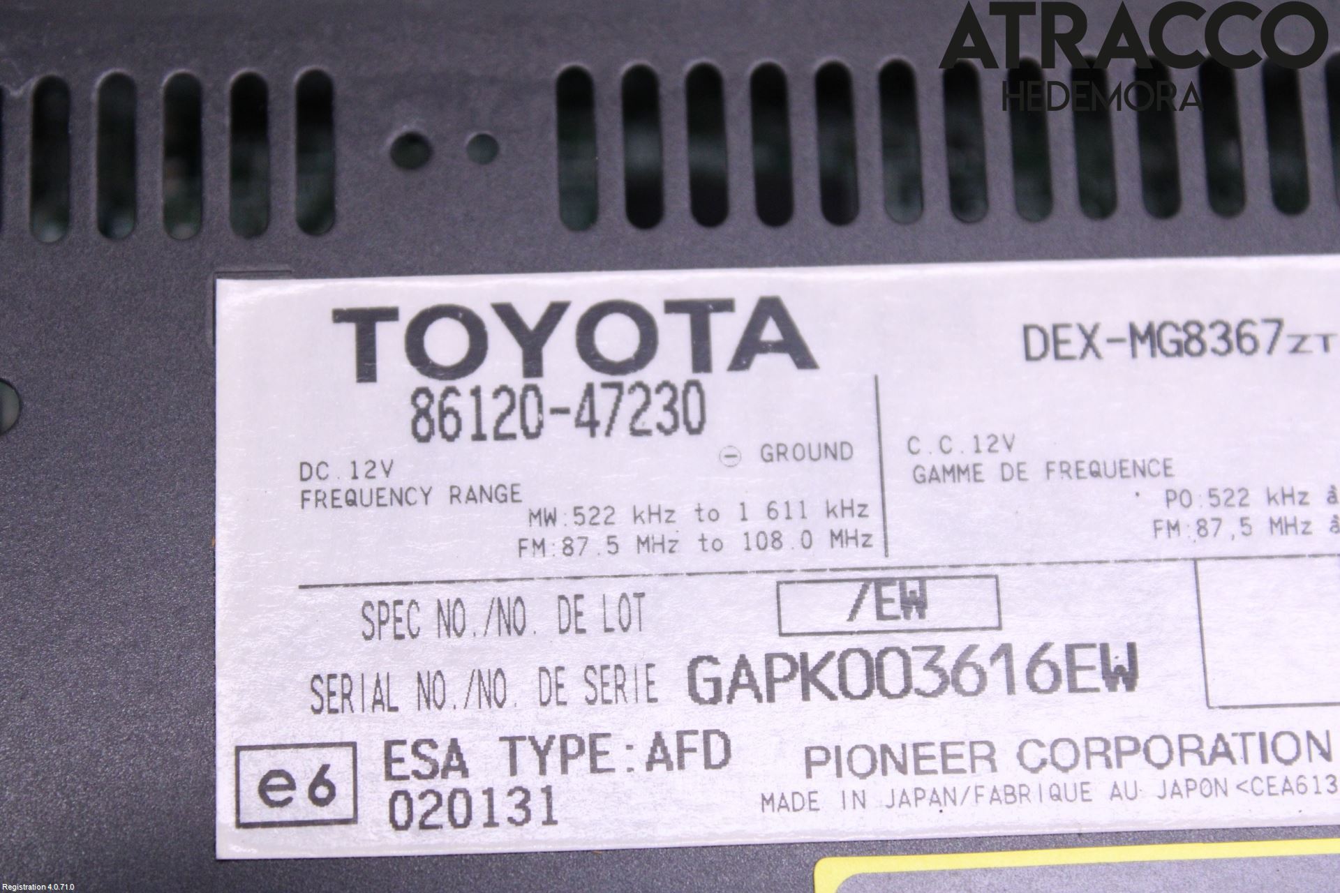 Toyota PRIUS NWH20 04-08 Stereo Radio Med Cd