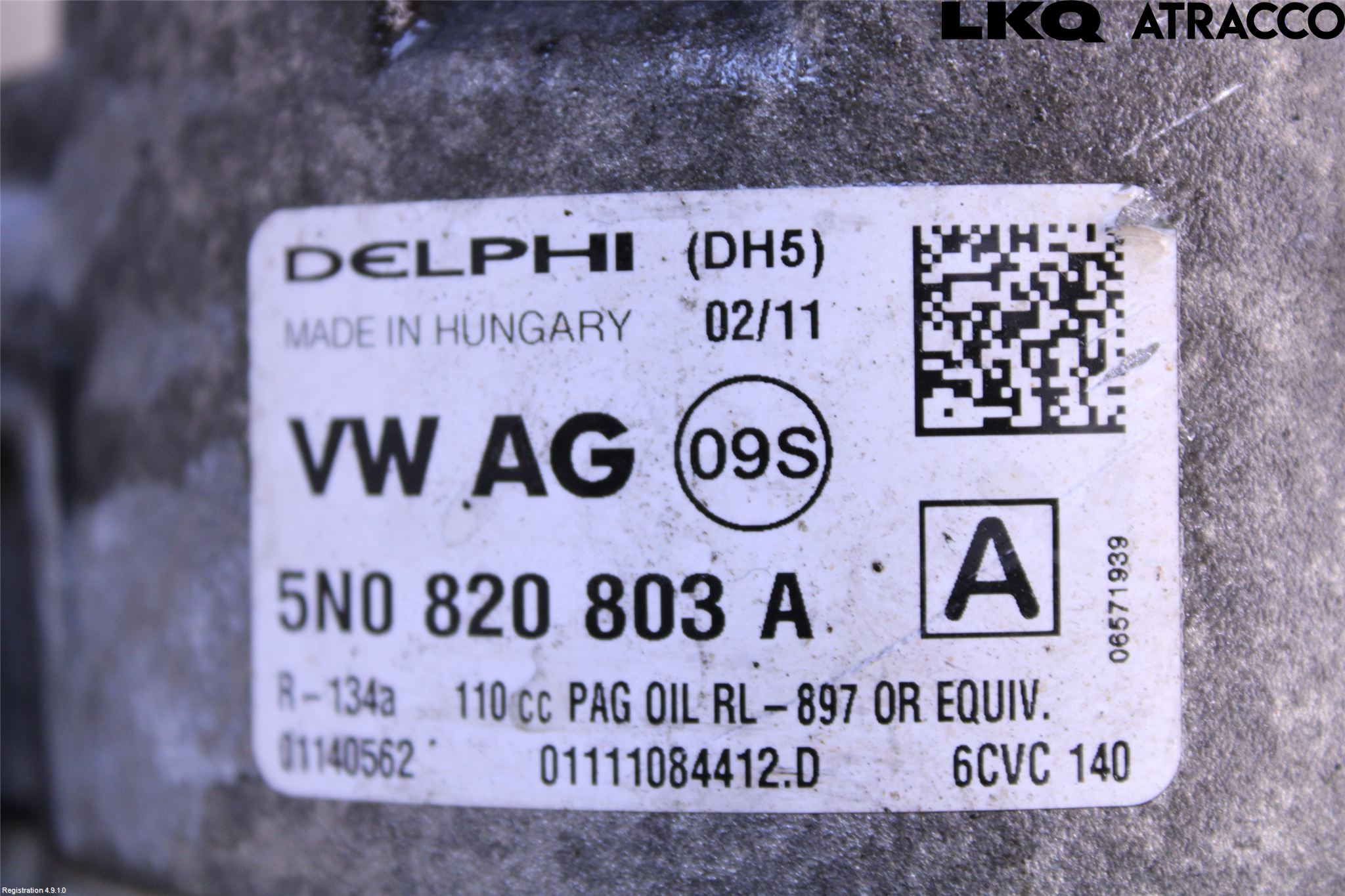 Volkswagen VW GOLF VI 09-13 Varme Ac Kompressor