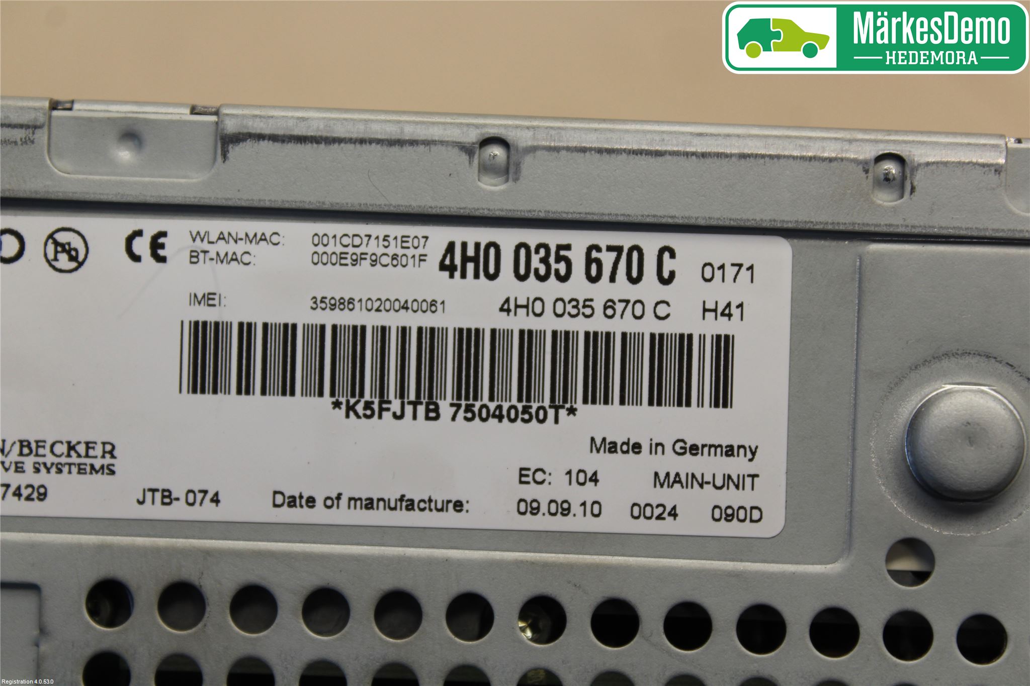 Audi A8/S8 4H 10-17 Stereo Radio Med Cd
