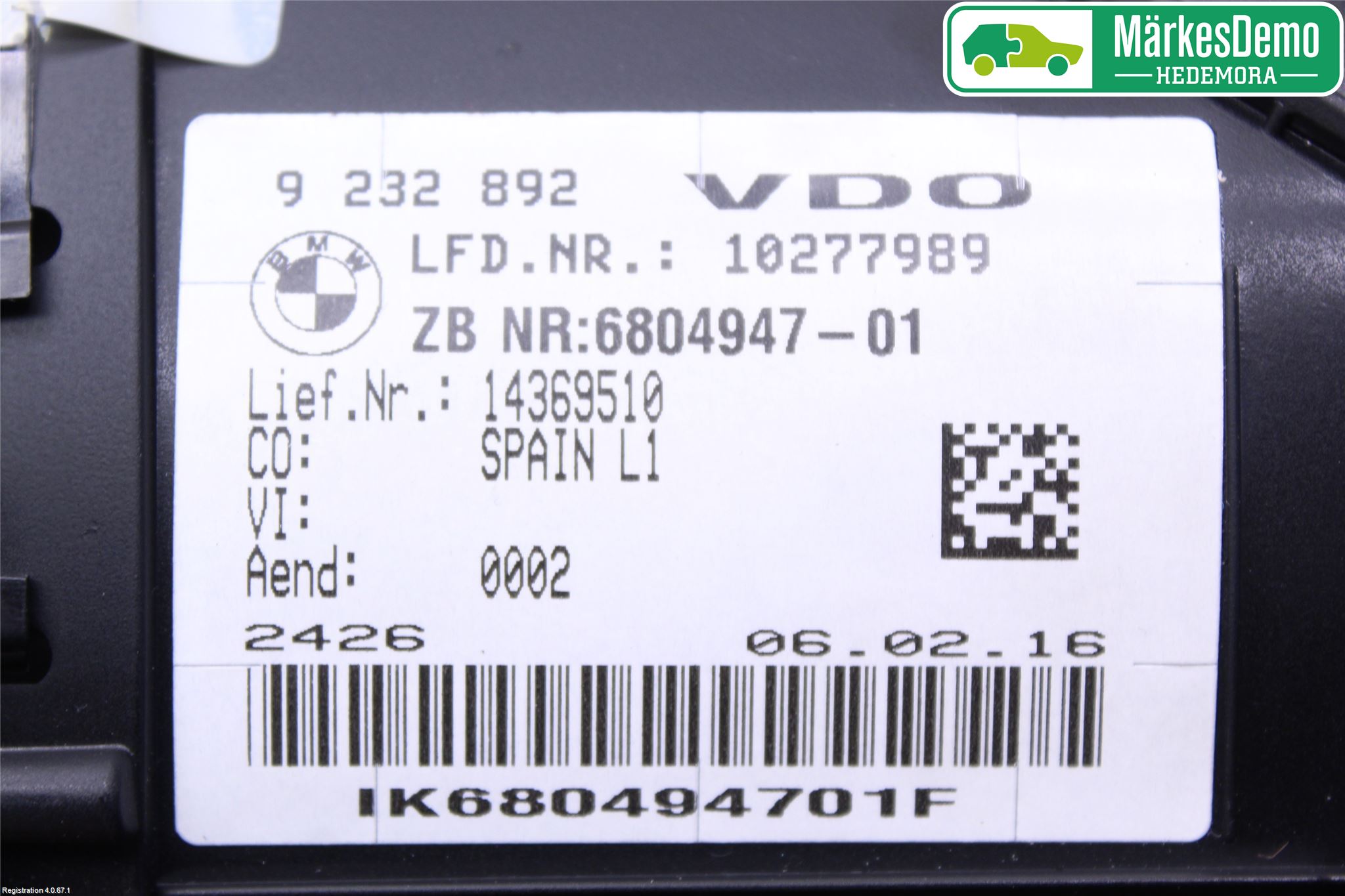 BMW 1 F20/F21 11-19 Instr Kombinert