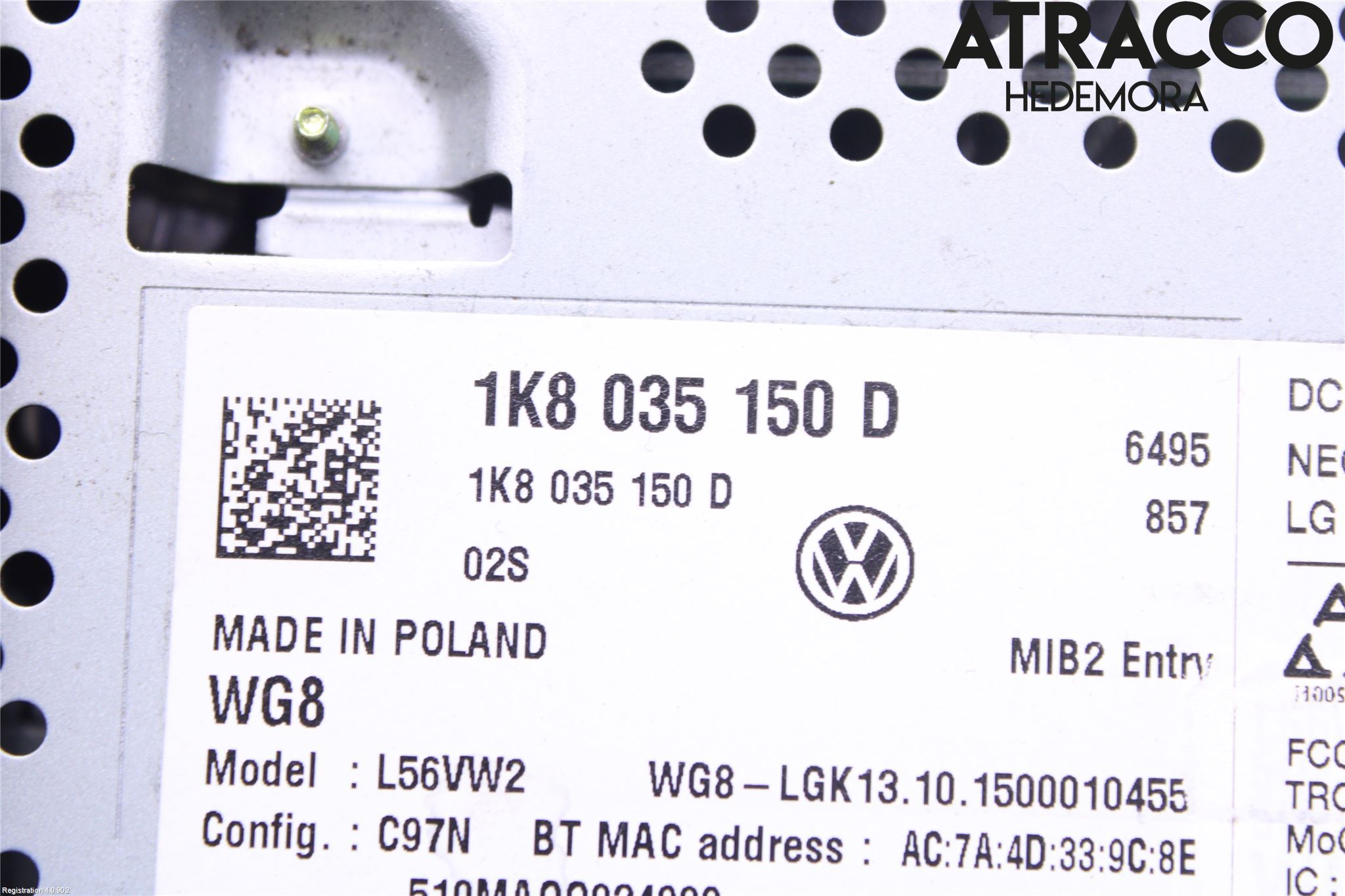 Volkswagen VW CADDY 16-20 Stereo Radio Med Cd