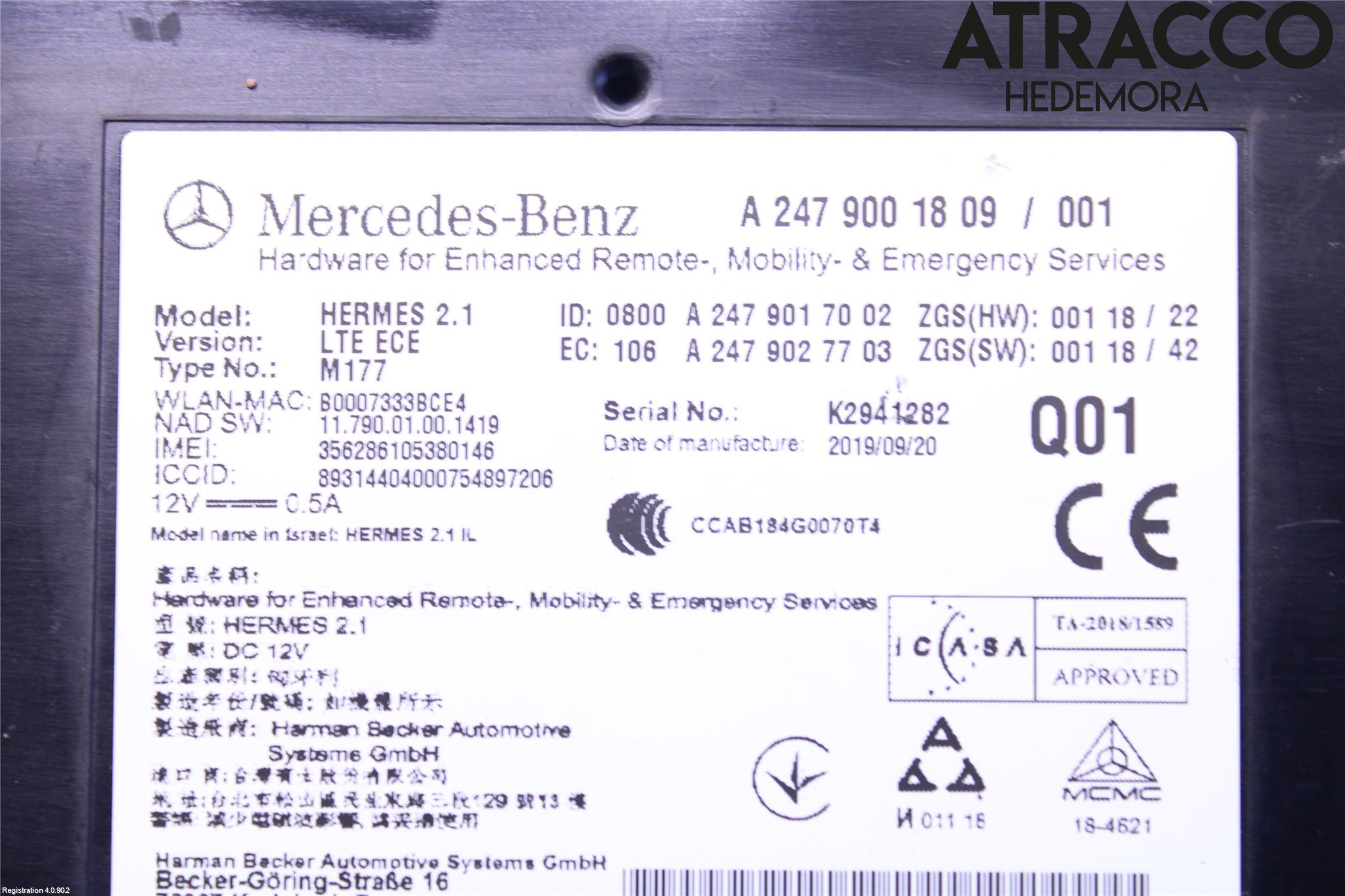 Mercedes-Benz MB CLA-KLASS (C118/X118) 19- Styreenhet Øvrig