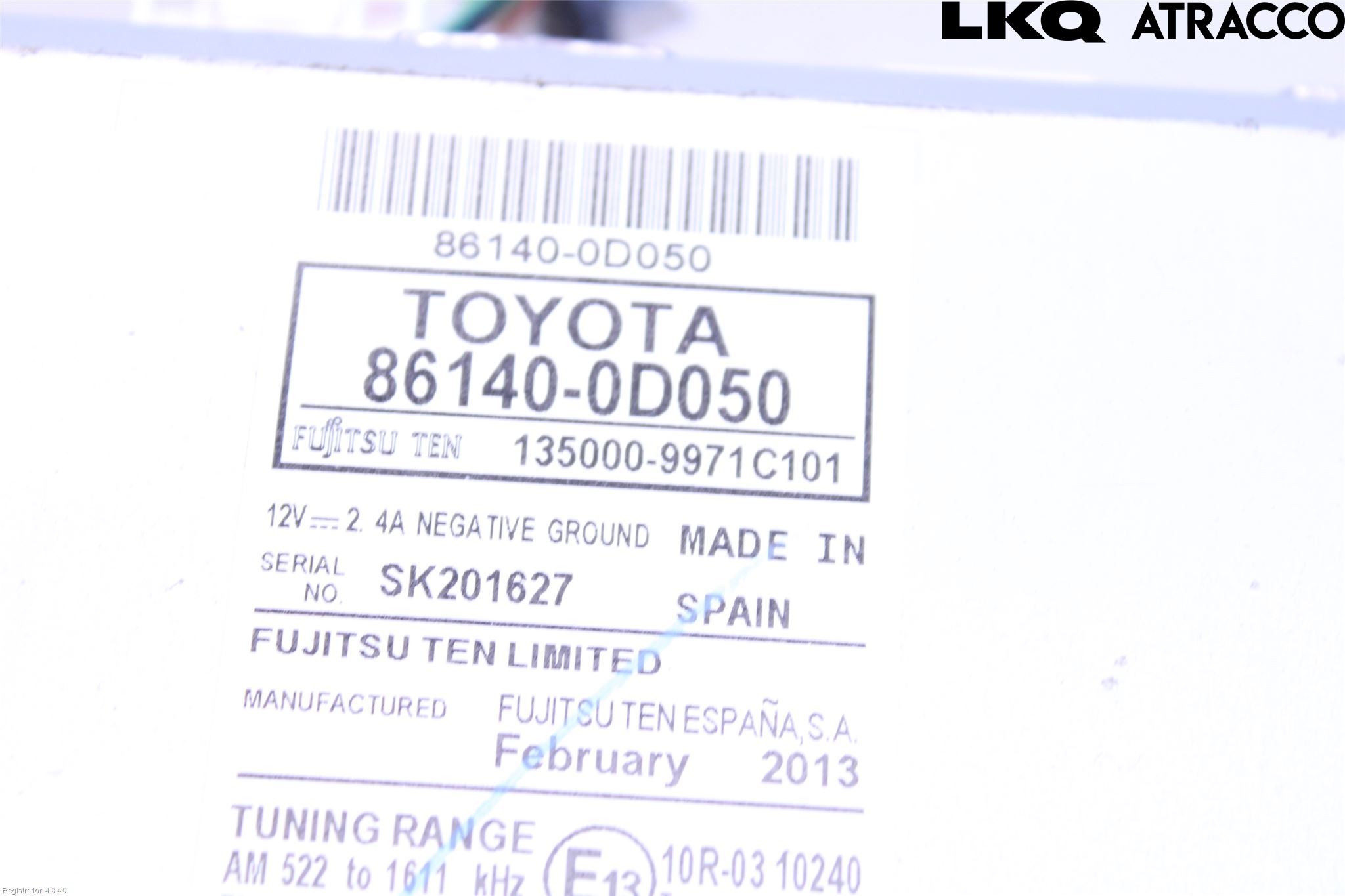 Toyota YARIS XP130 12-14 Stereo Radio Med Cd