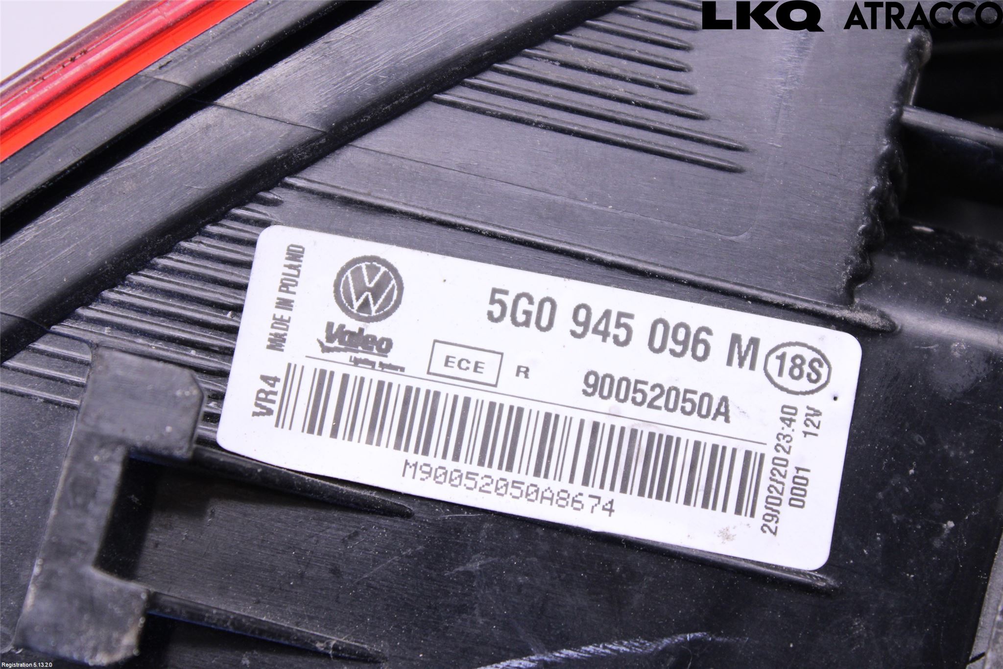 Volkswagen VW GOLF / E-GOLF VII 13-20 Baklykt Høyre