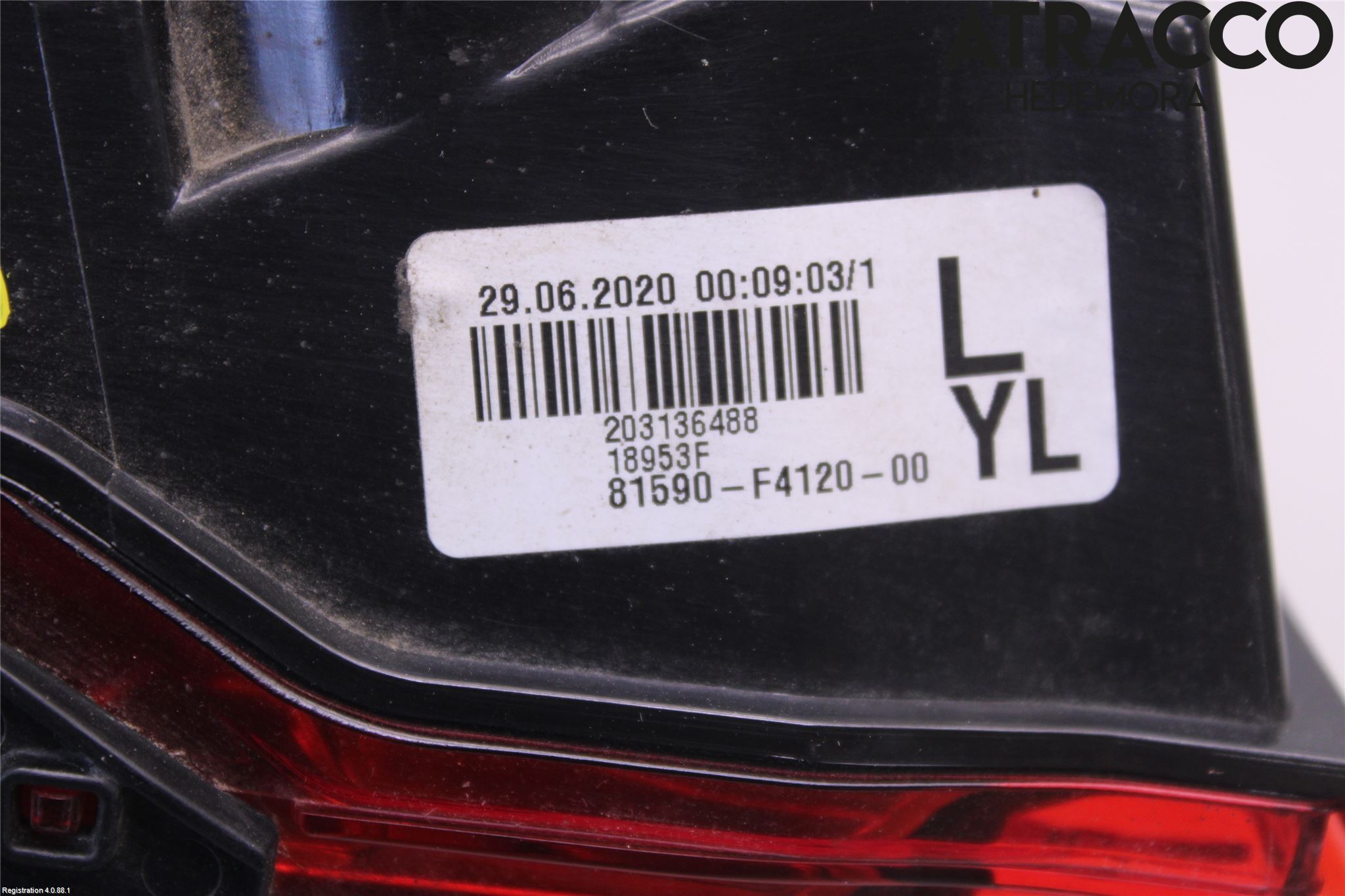 Toyota C-HR 16-23 Baklykt Venstre  På Luke(Indre