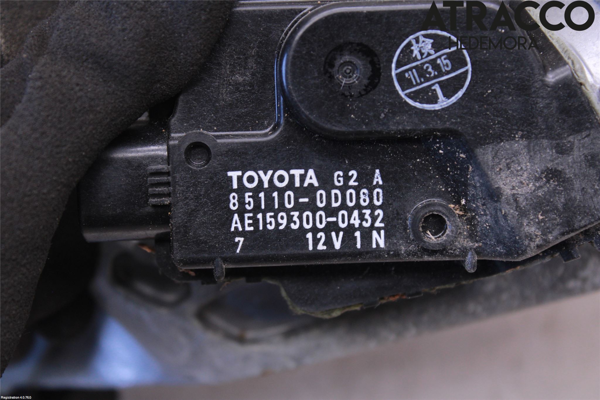 Toyota YARIS XP90 06-11 Viskeroverføring Frontrute