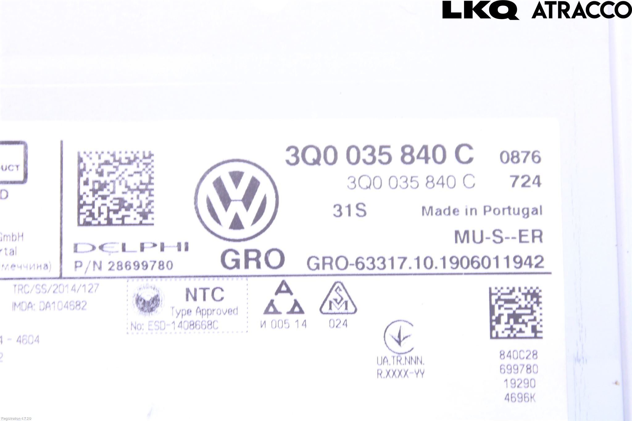 Volkswagen VW T-ROC 18- Stereo Radio Med Cd