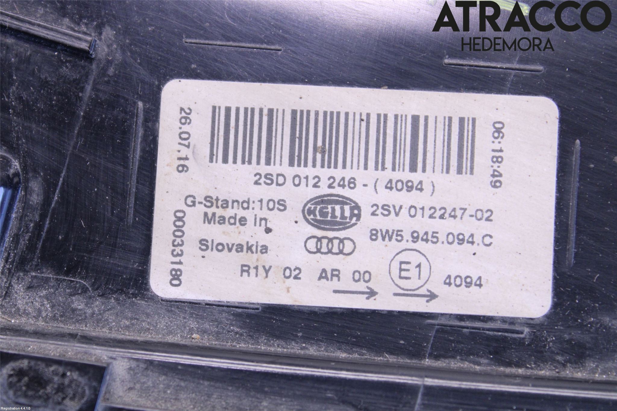 Audi A4/S4 B9 16-19 Baklykt Høyre  På Luke(Indre)