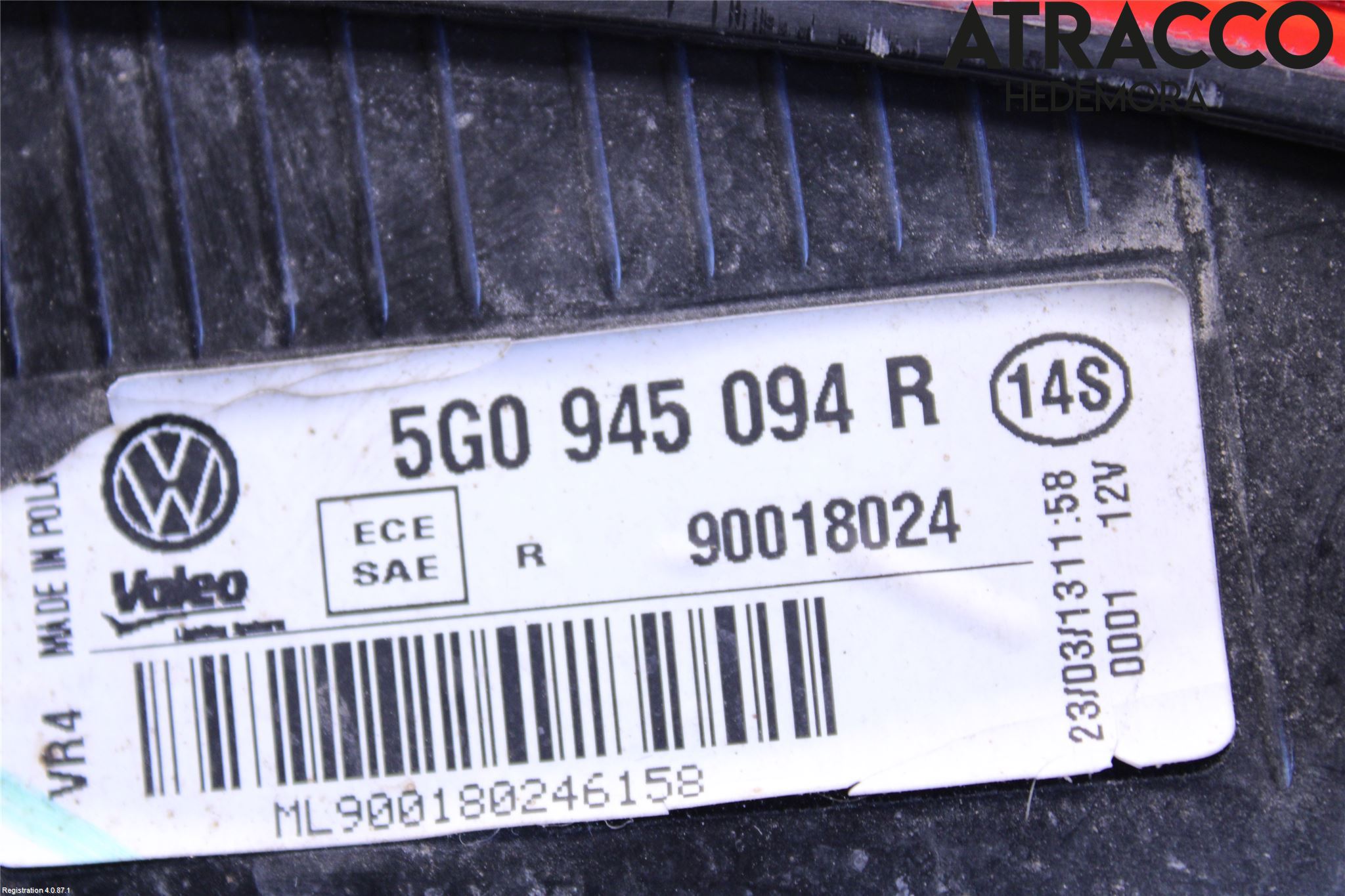 Volkswagen VW GOLF / E-GOLF VII 13-20 Baklykt Høyre  På Luke(Indre)